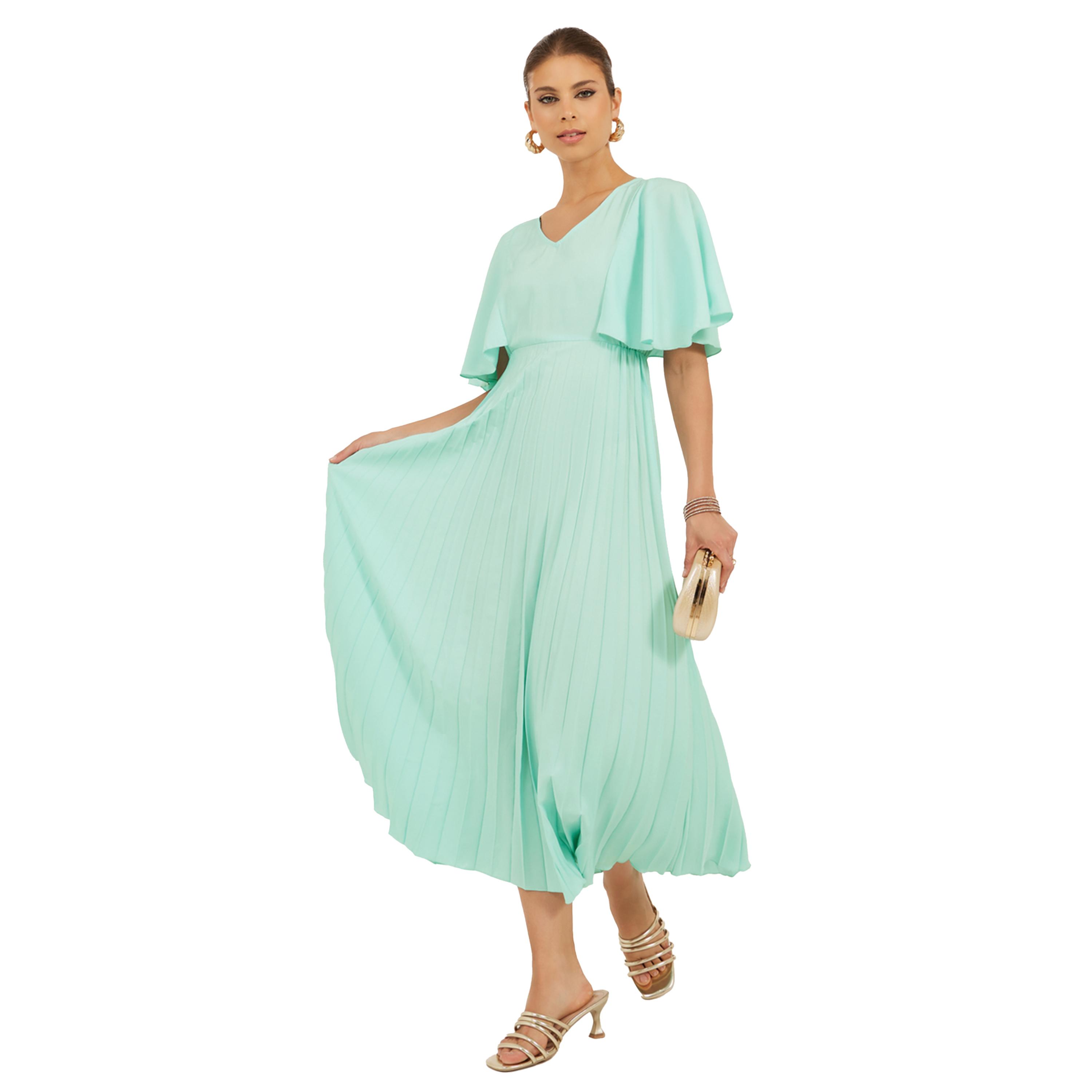 ستايلي - فستان ماكسي من الكريب بتصميم A بأكمام منسدلة وأكمام واسعة-women-clothing-dresses-image-2