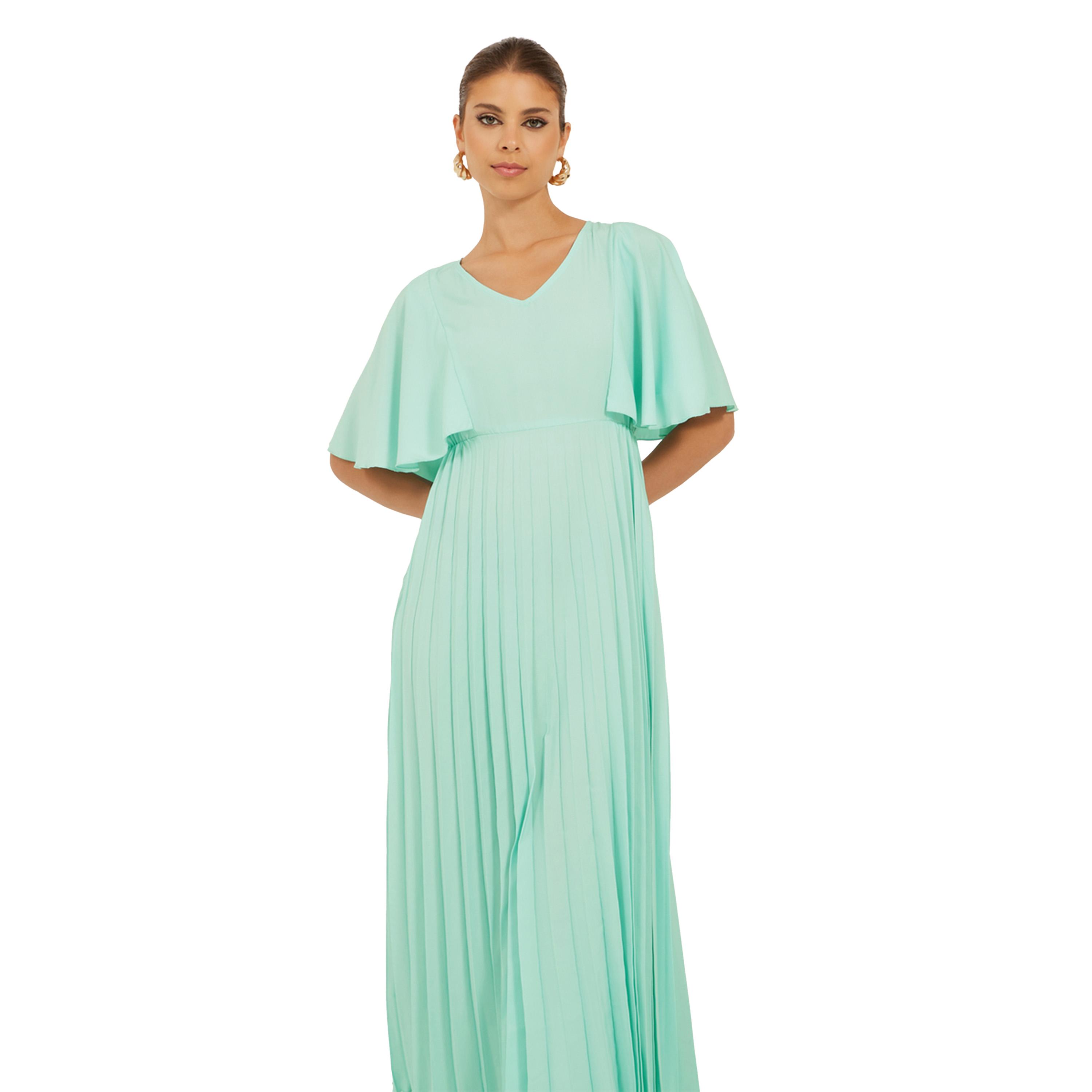 ستايلي - فستان ماكسي من الكريب بتصميم A بأكمام منسدلة وأكمام واسعة-women-clothing-dresses-image-3