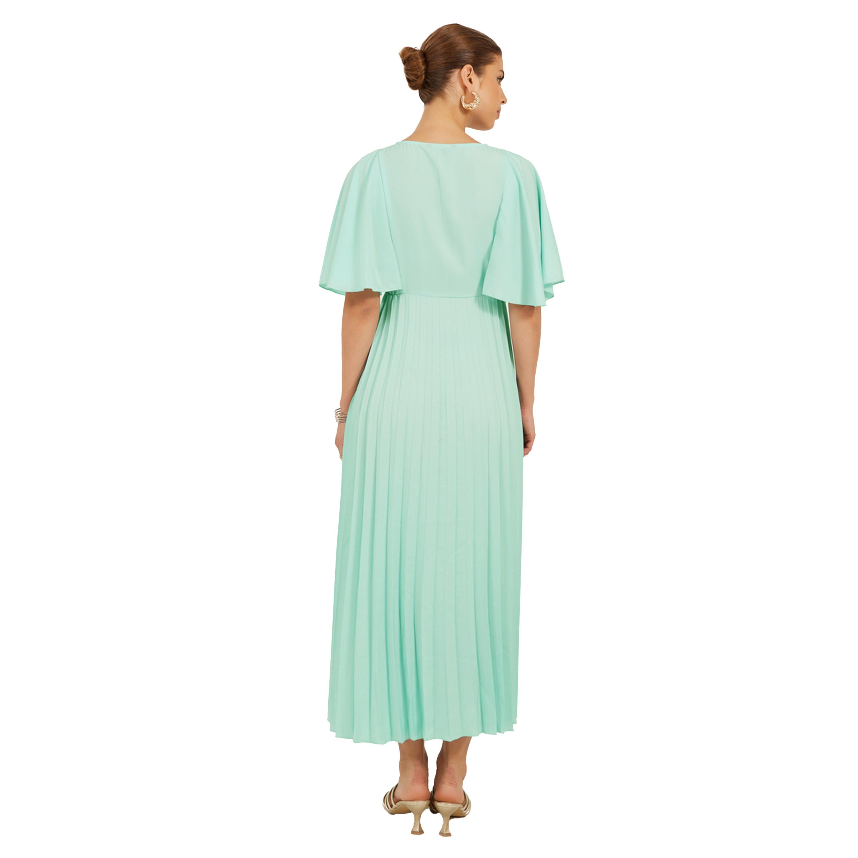 ستايلي - فستان ماكسي من الكريب بتصميم A بأكمام منسدلة وأكمام واسعة-women-clothing-dresses-image-5