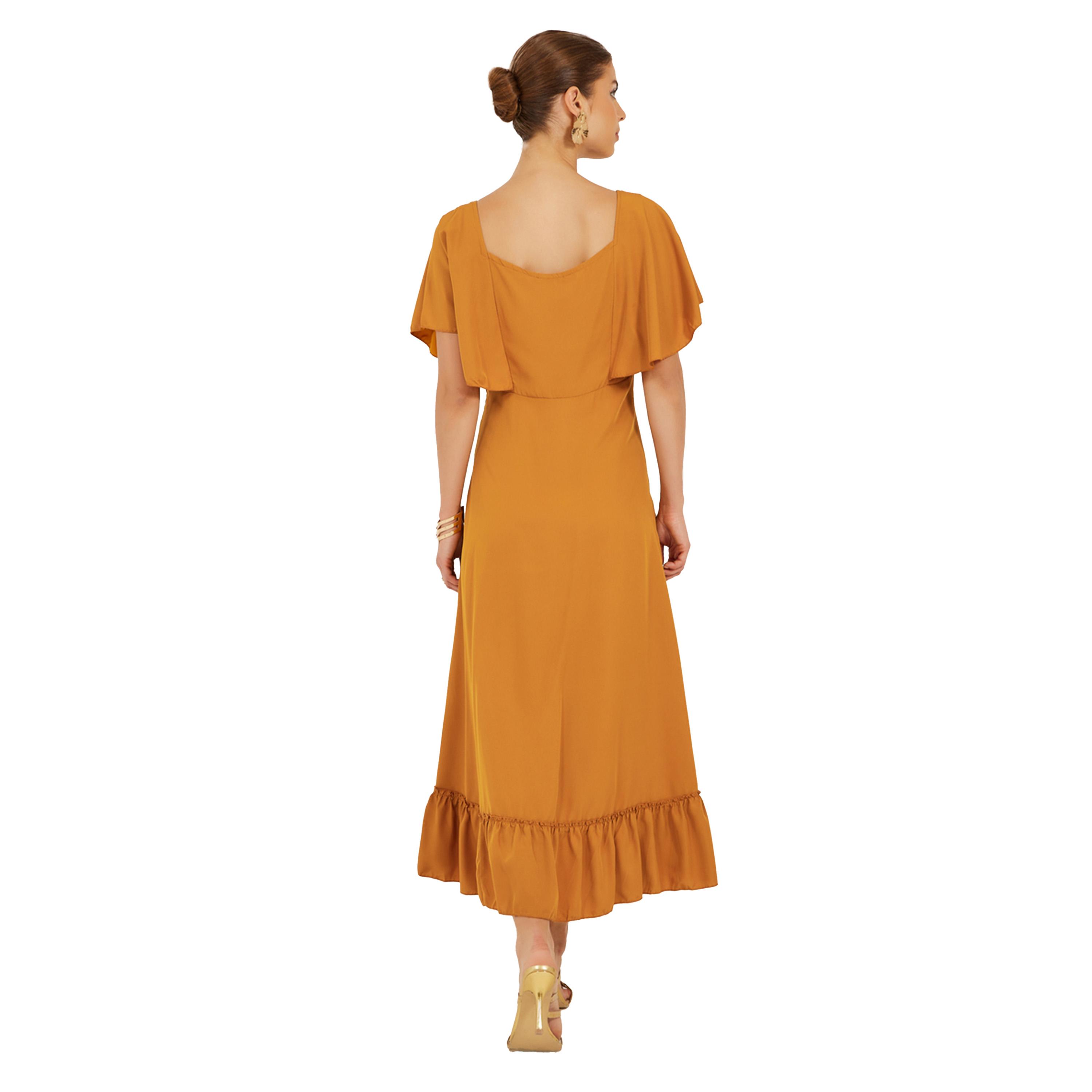ستايلي -  فستان متوسط الطول بياقة على شكل قلب وأكمام كاب على شكل حرف A-women-clothing-dresses-image-5