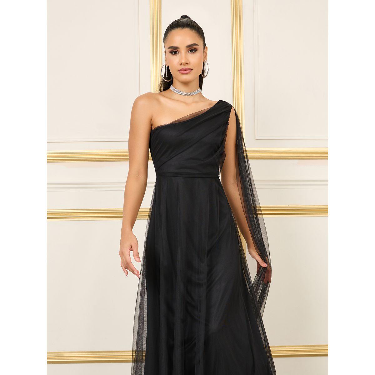Styli Mesh Insert One Shoulder Maxi Dress-women-clothing-dresses-image-2