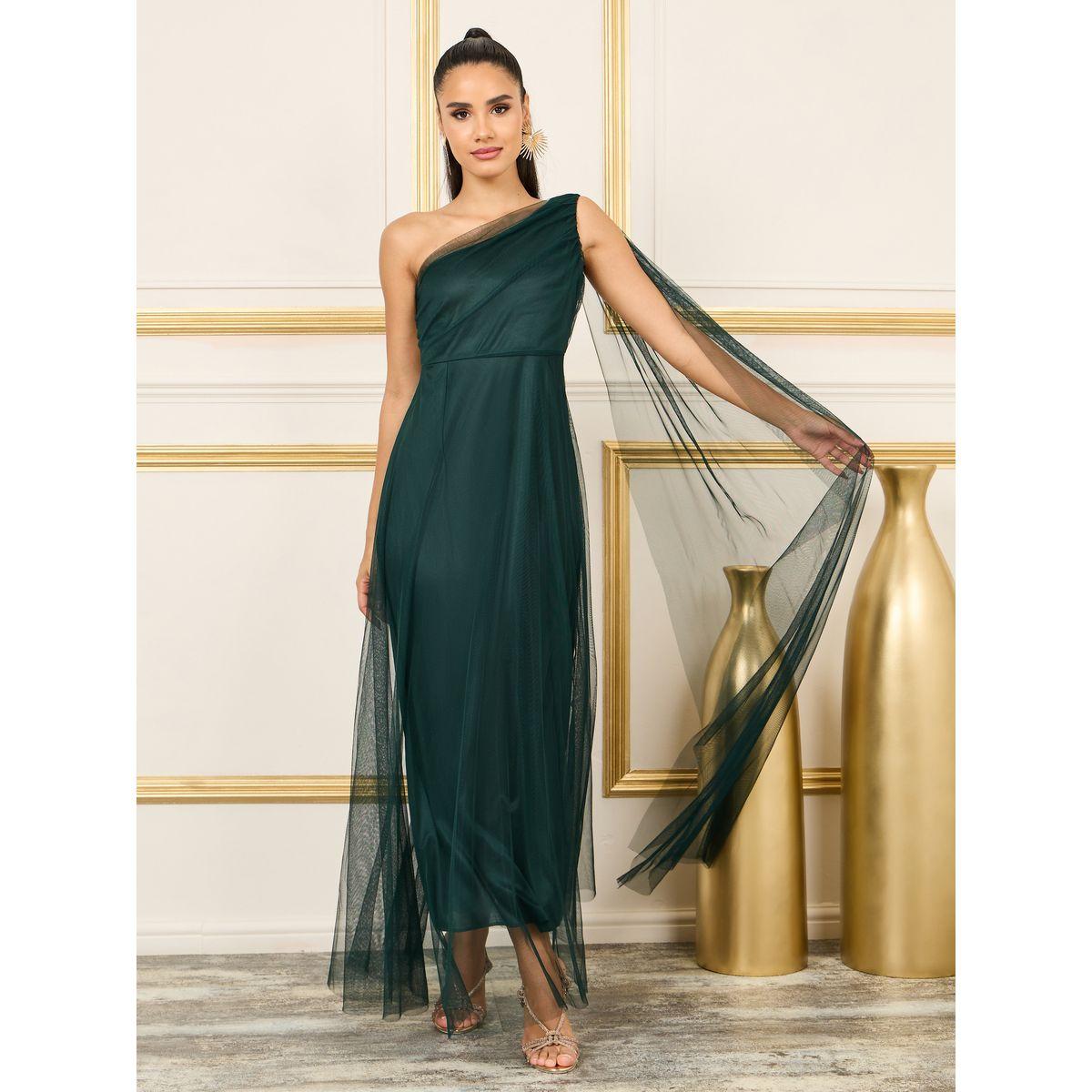 فستان طويل بكتف واحد وتداخلات شبكية-women-clothing-dresses-image-1