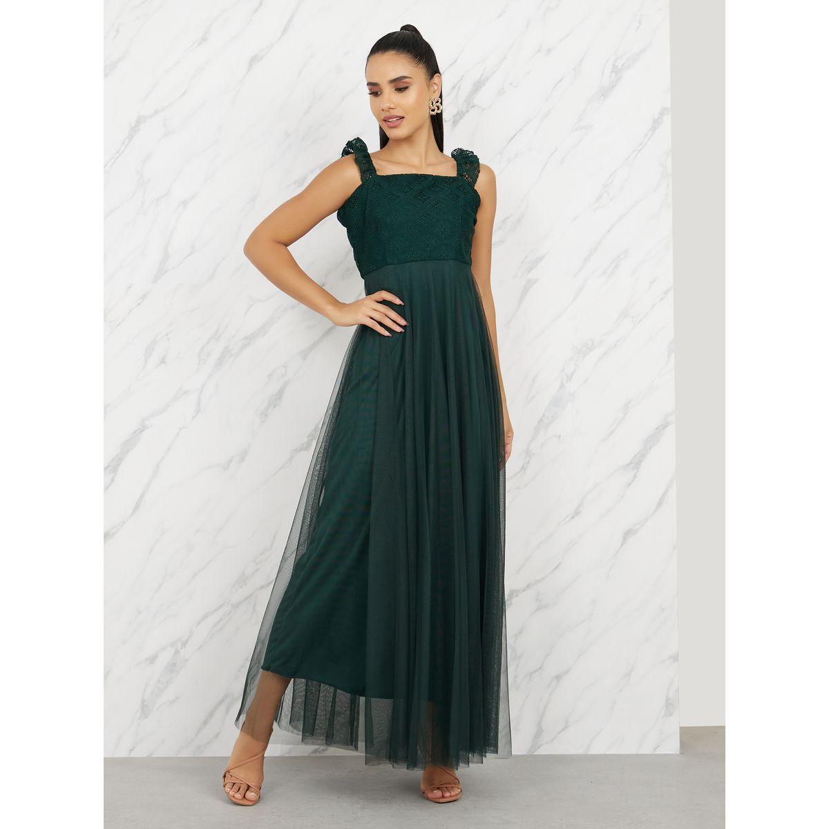 Styli Schiffli Ruffle Strappy Mesh A-Line Maxi Dress-women-clothing-dresses-image-1