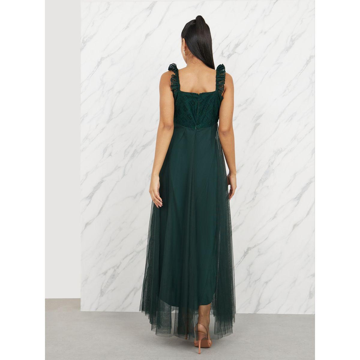 Styli Schiffli Ruffle Strappy Mesh A-Line Maxi Dress-women-clothing-dresses-image-4