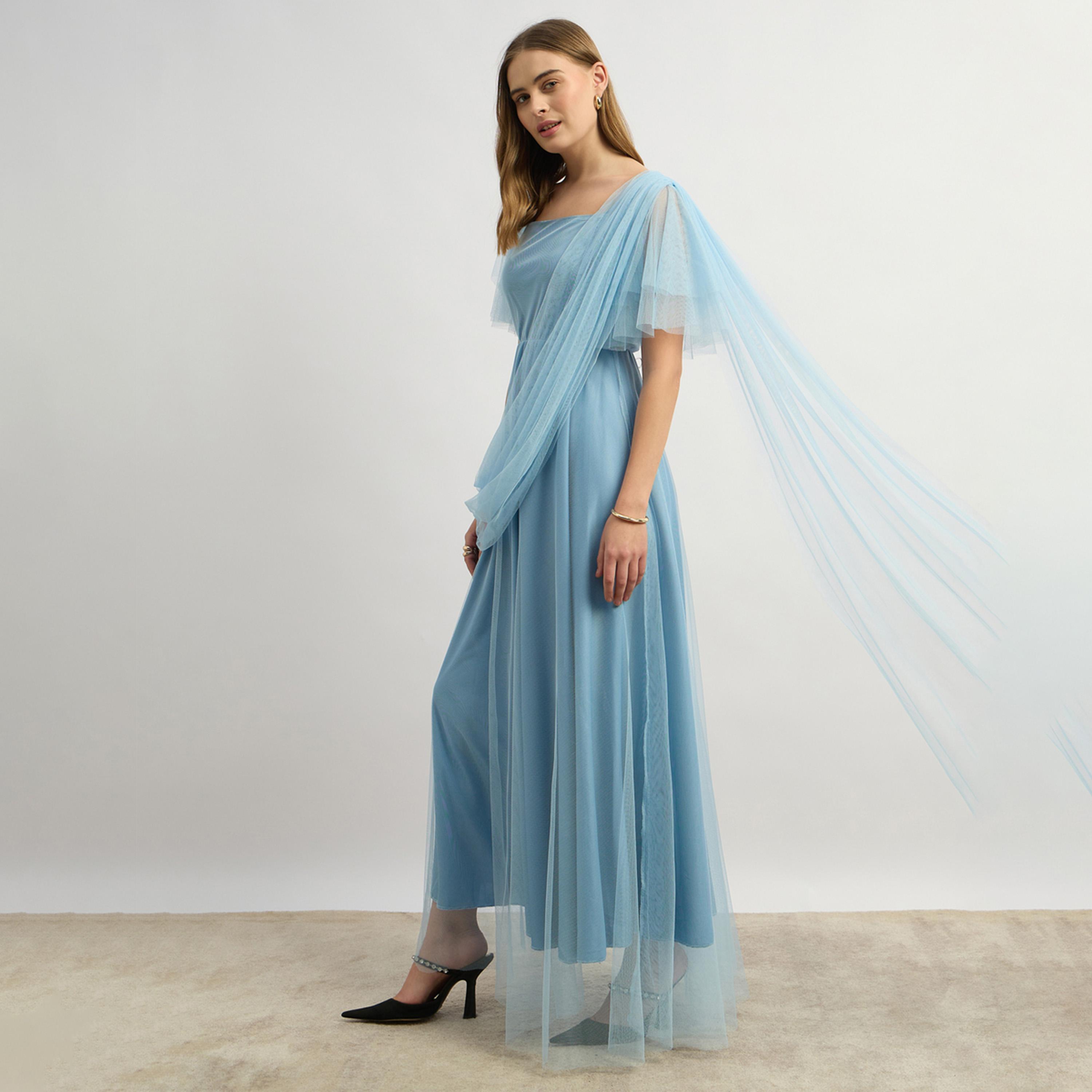 ستايلي - فستان ماكسي سادة بأكمام نصفية وقصة حرف A-women-clothing-dresses-image-3