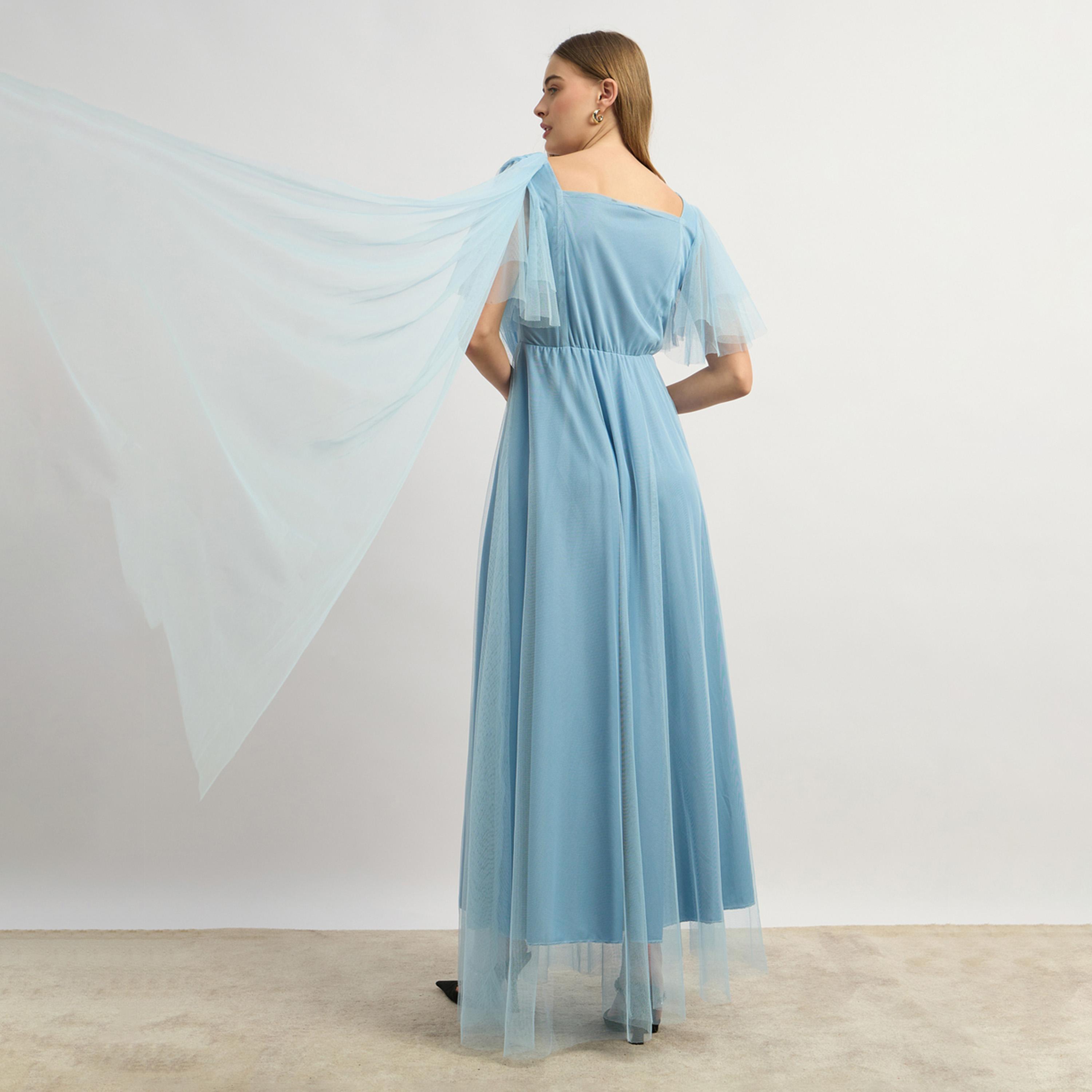 ستايلي - فستان ماكسي سادة بأكمام نصفية وقصة حرف A-women-clothing-dresses-image-5