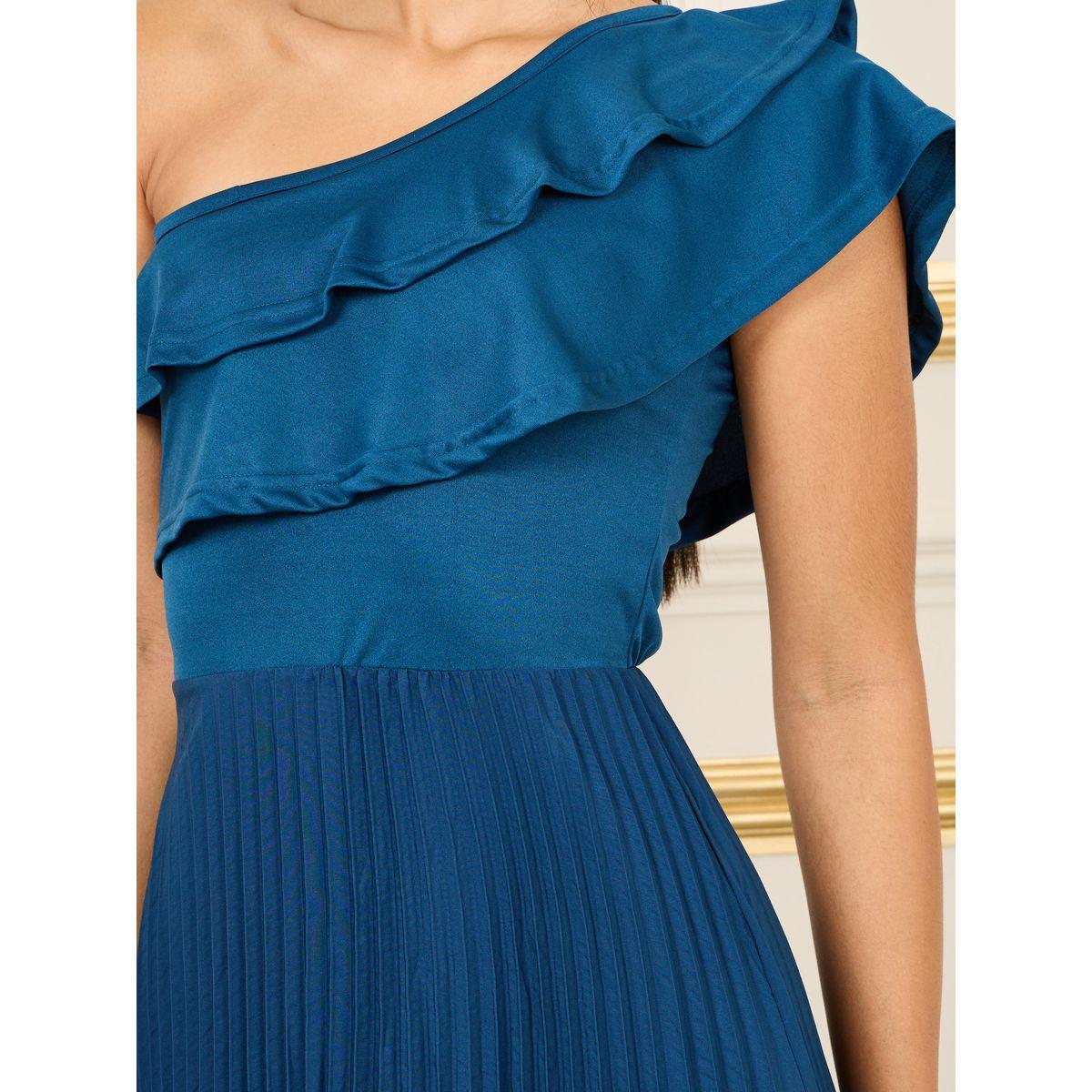 فستان طويل بكسرات وكتف واحد-women-clothing-dresses-image-3
