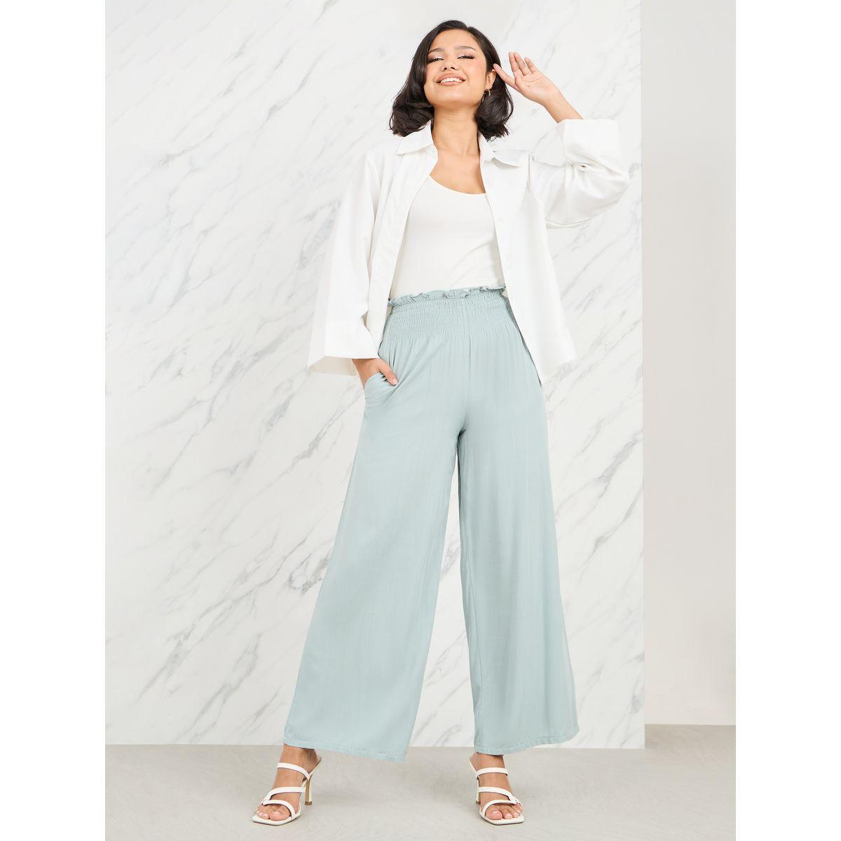 بنطال بارجل واسعة وتفاصيل كشكش-women-clothing-bottoms-trousers-image-1