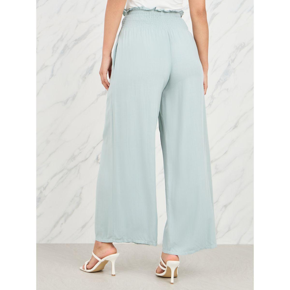 Styli Ruffle Trim Smocked Waistband Wide Leg Pant-women-clothing-bottoms-trousers-image-4