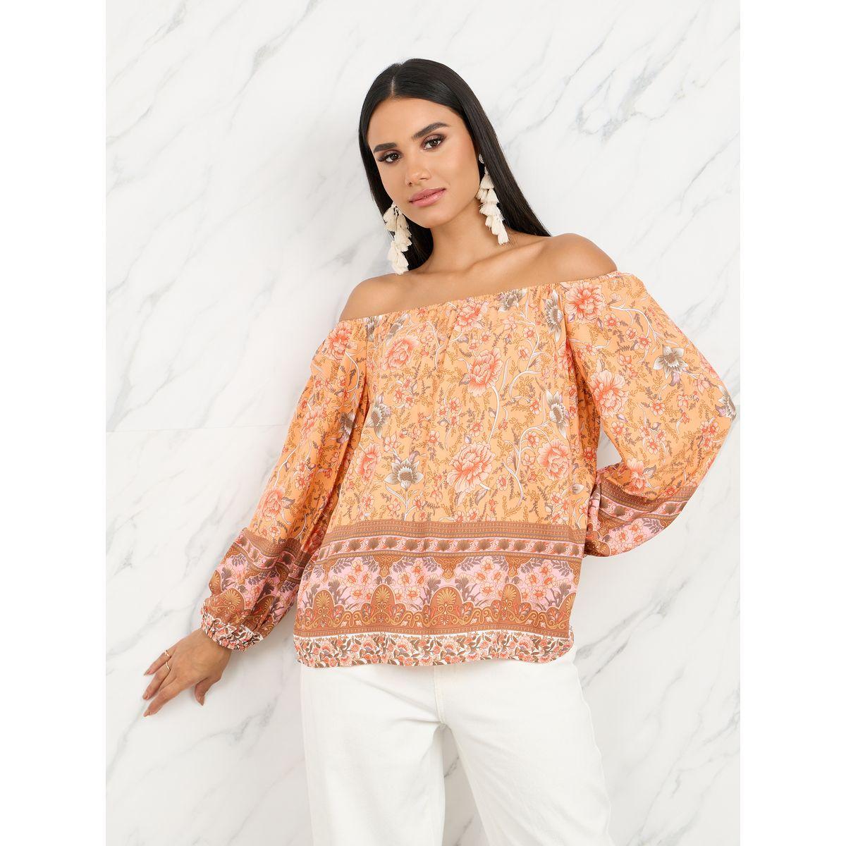 بلوزة مطبعة بالكامل مع اكتاف مكشوفة-women-clothing-shirtsandblouses-blouses-image-1