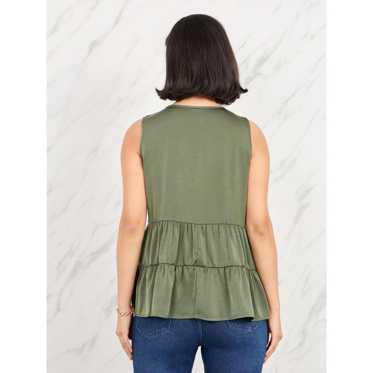 Styli Solid Notch Neck Ruffle Hem Top-women-clothing-shirtsandblouses-blouses-image-4