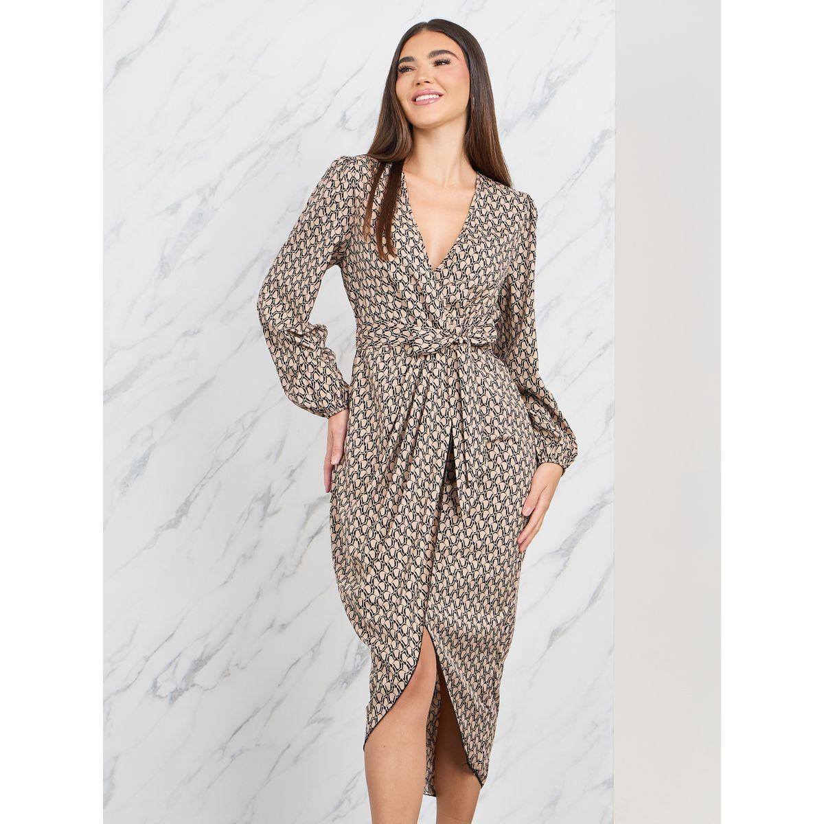 Styli All Over Print Wrap Knee Length Dress-women-clothing-dresses-image-2