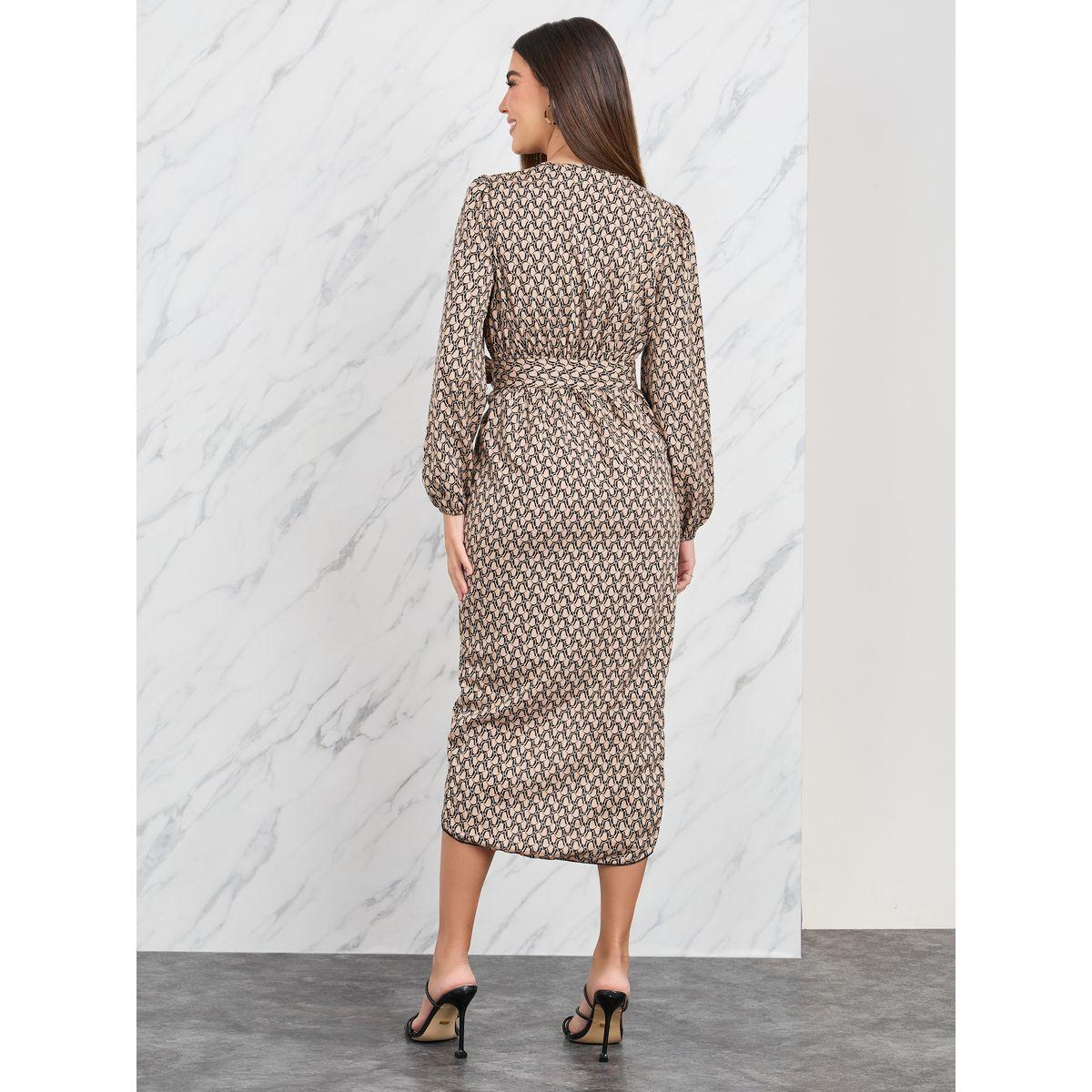 Styli All Over Print Wrap Knee Length Dress-women-clothing-dresses-image-4