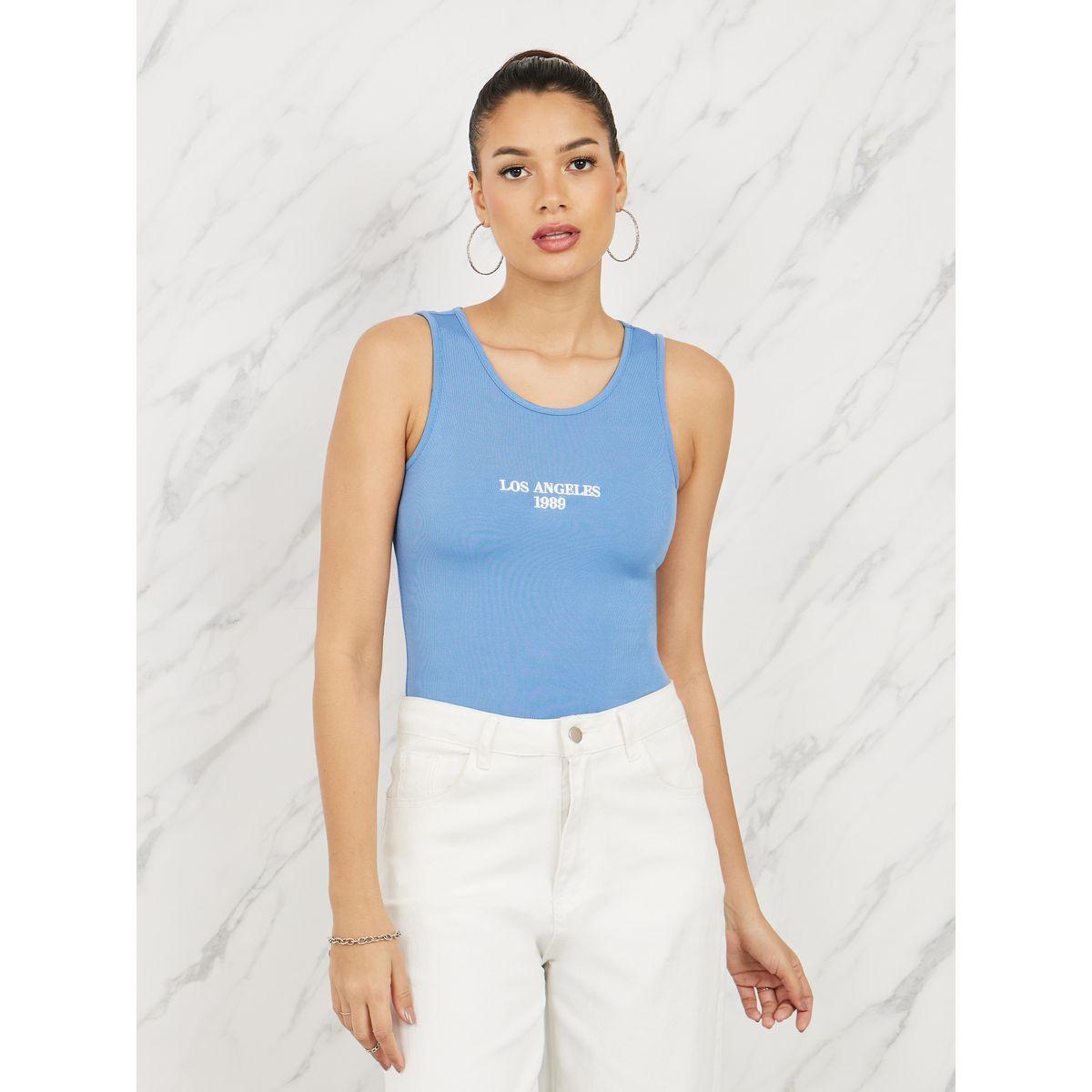 Styli Los Angeles Embroidered Fitted Tank-women-clothing-tshirts-image-2