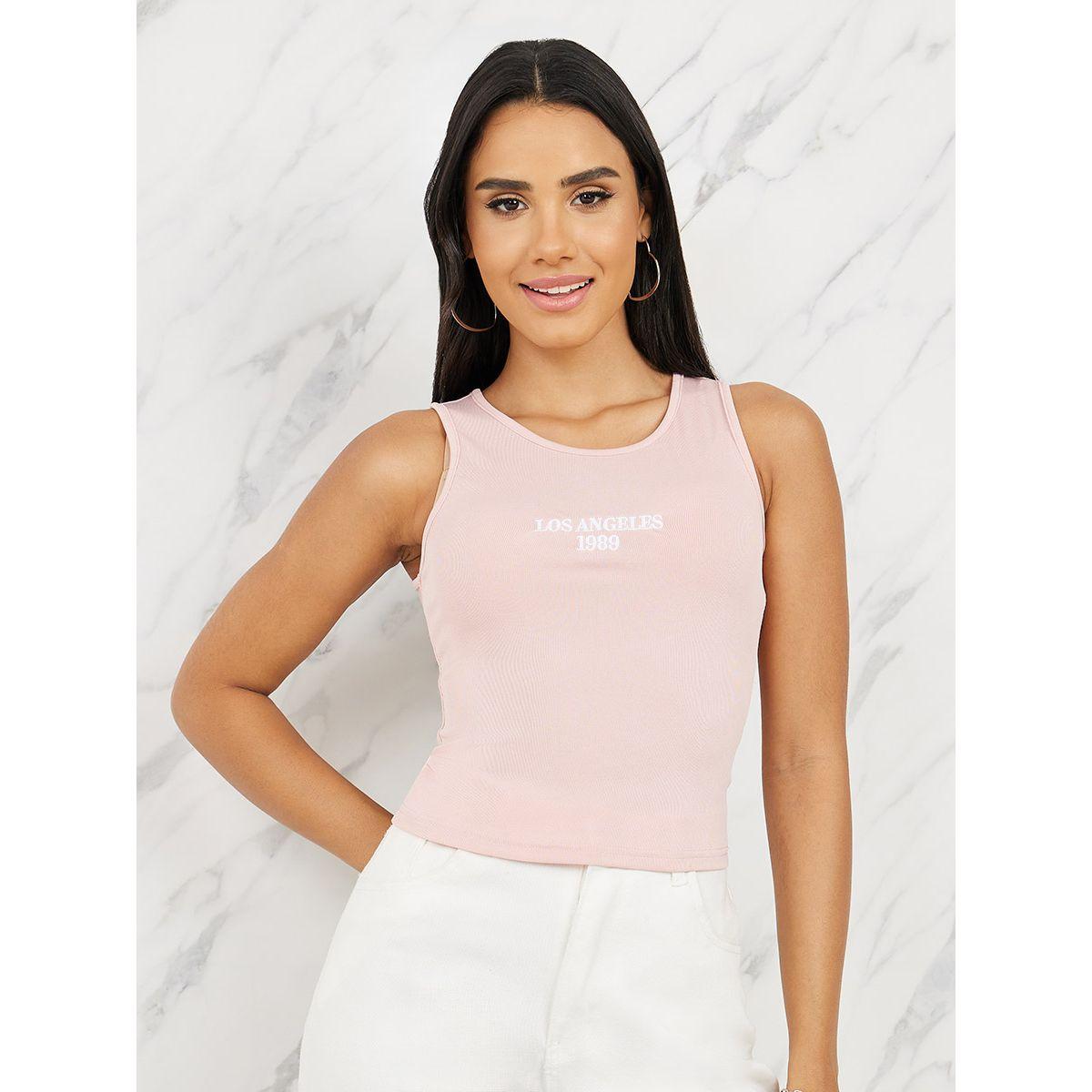 Styli Los Angeles Embroidered Fitted Tank-women-clothing-tshirts-image-1