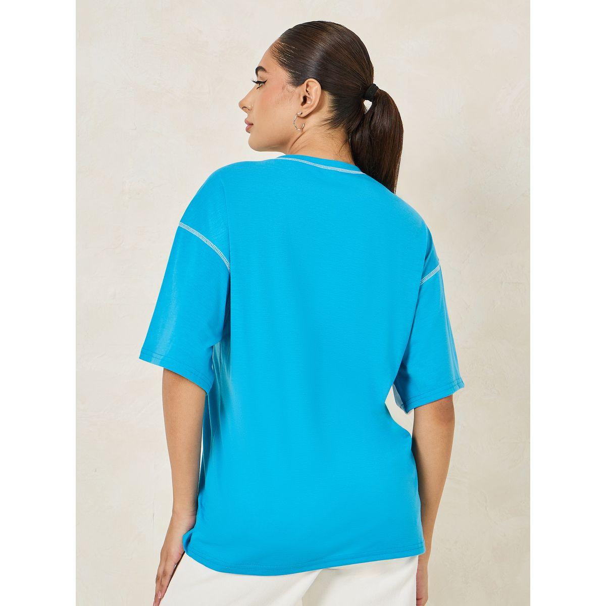 Styli Oversized Classic Resorts Slogan T-Shirt with Embroidery Detail-women-clothing-tshirts-image-4