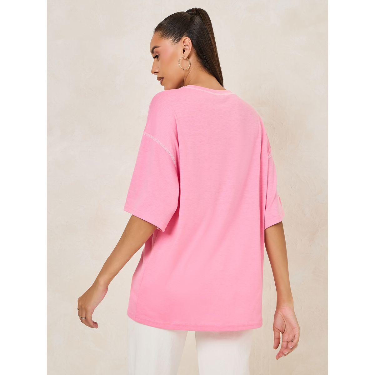 Styli Oversized Classic Resorts Slogan T-Shirt with Embroidery Detail-women-clothing-tshirts-image-4