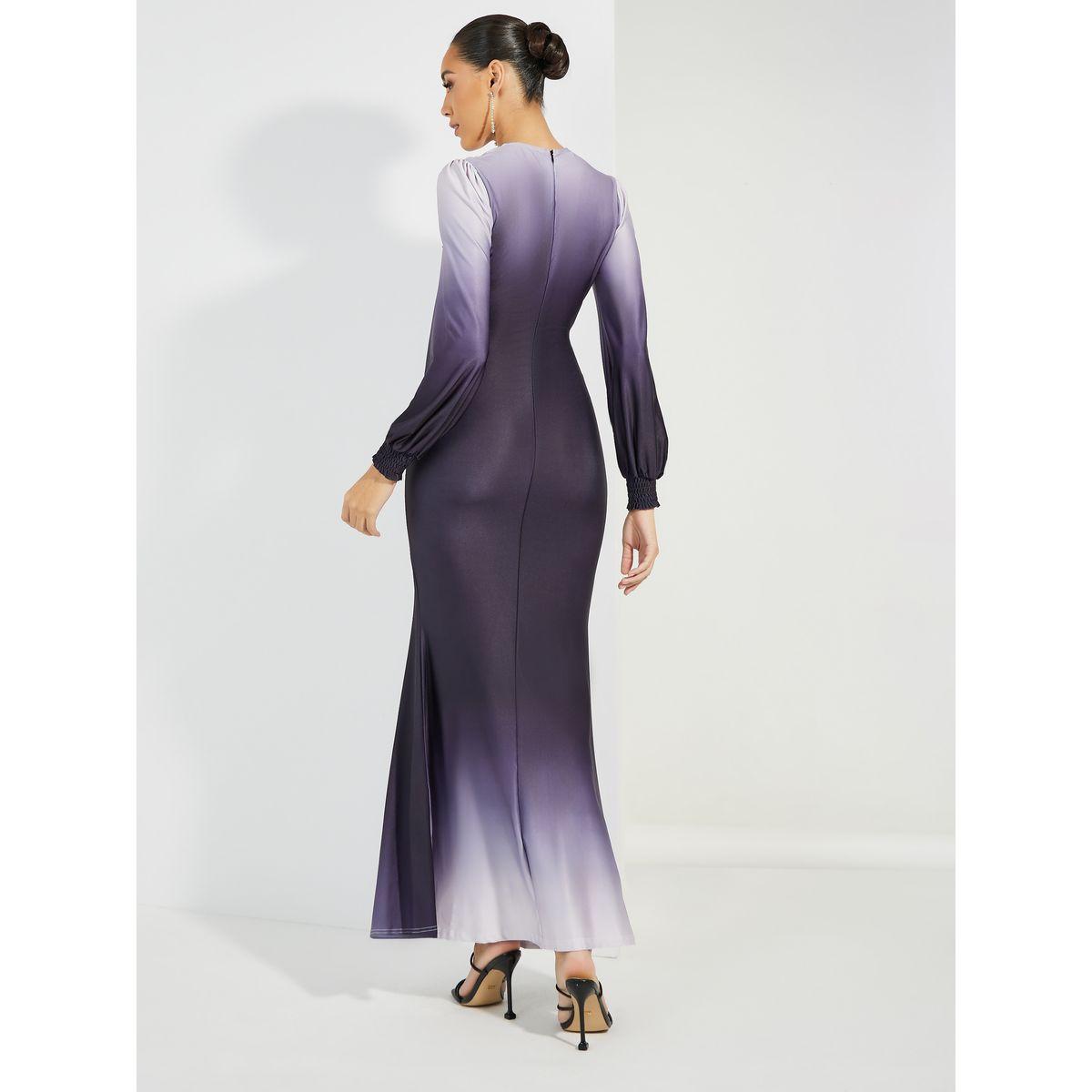 فستان بديكون طويل بنمط لف واكمام طويلة-women-clothing-dresses-image-4