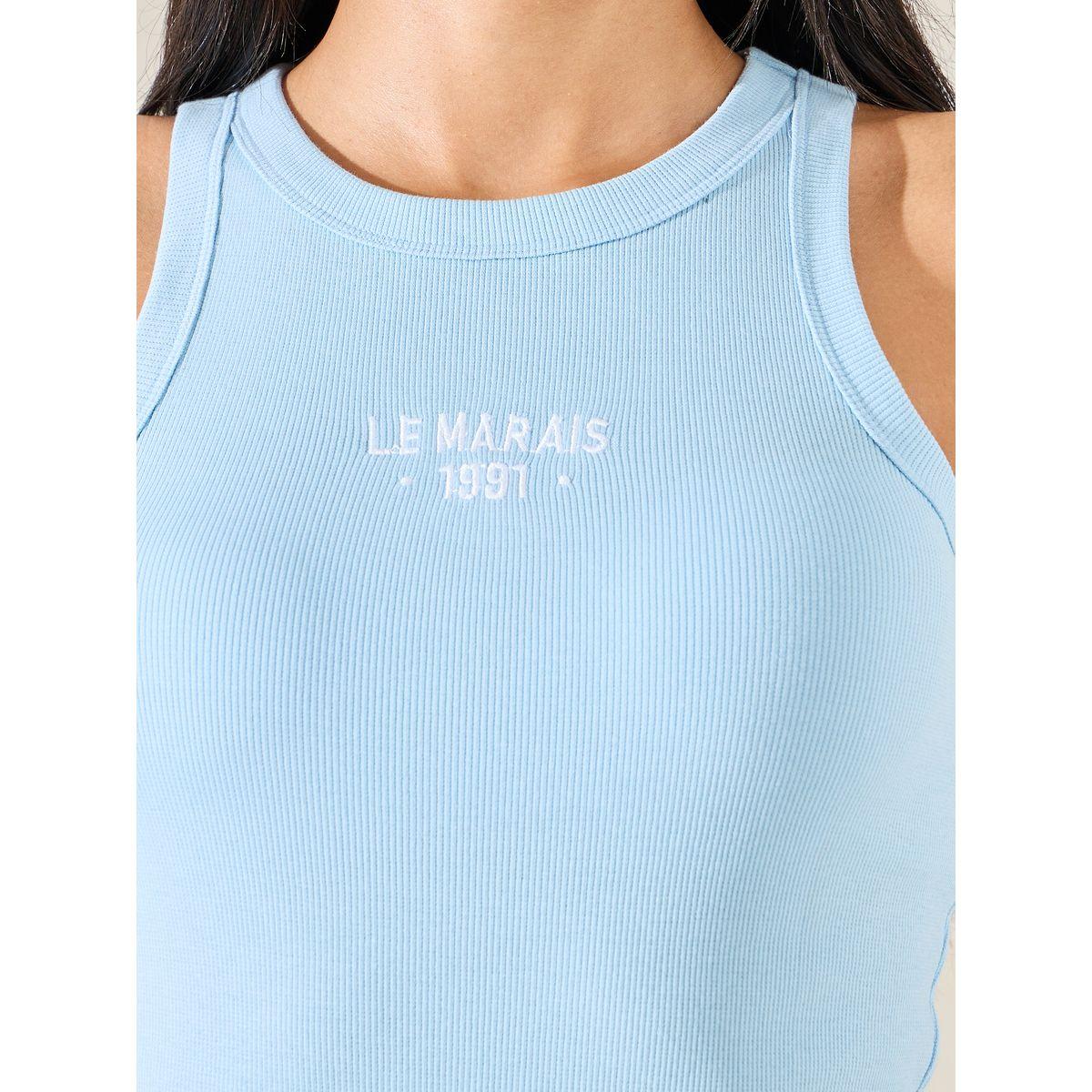 بلوزة ريسر باك بلا اكمام مع كتابة مُطرّزة-women-clothing-tshirts-image-4