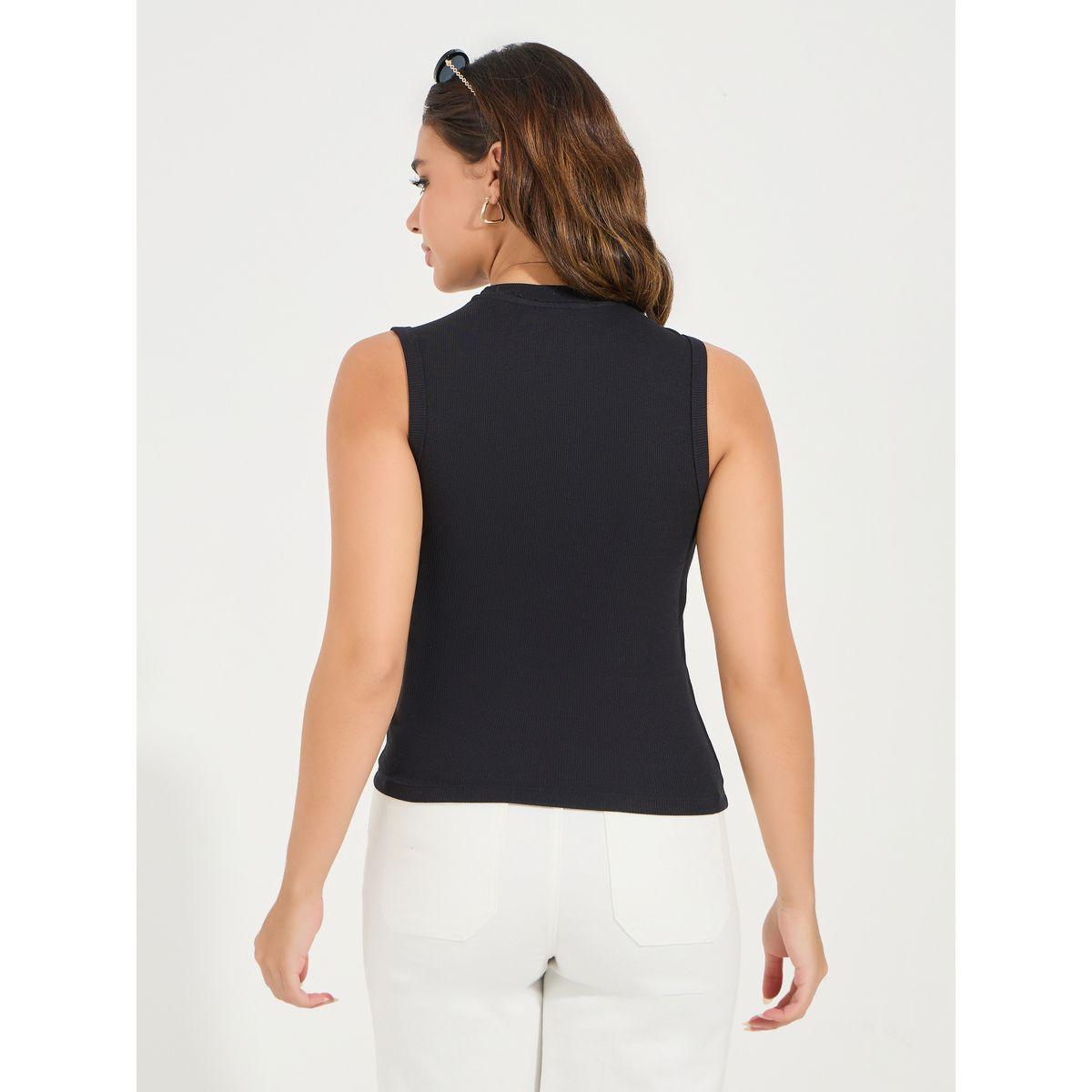 بلوزة مضلعة بلا اكمام مع ياقة عالية-women-clothing-tshirts-image-4
