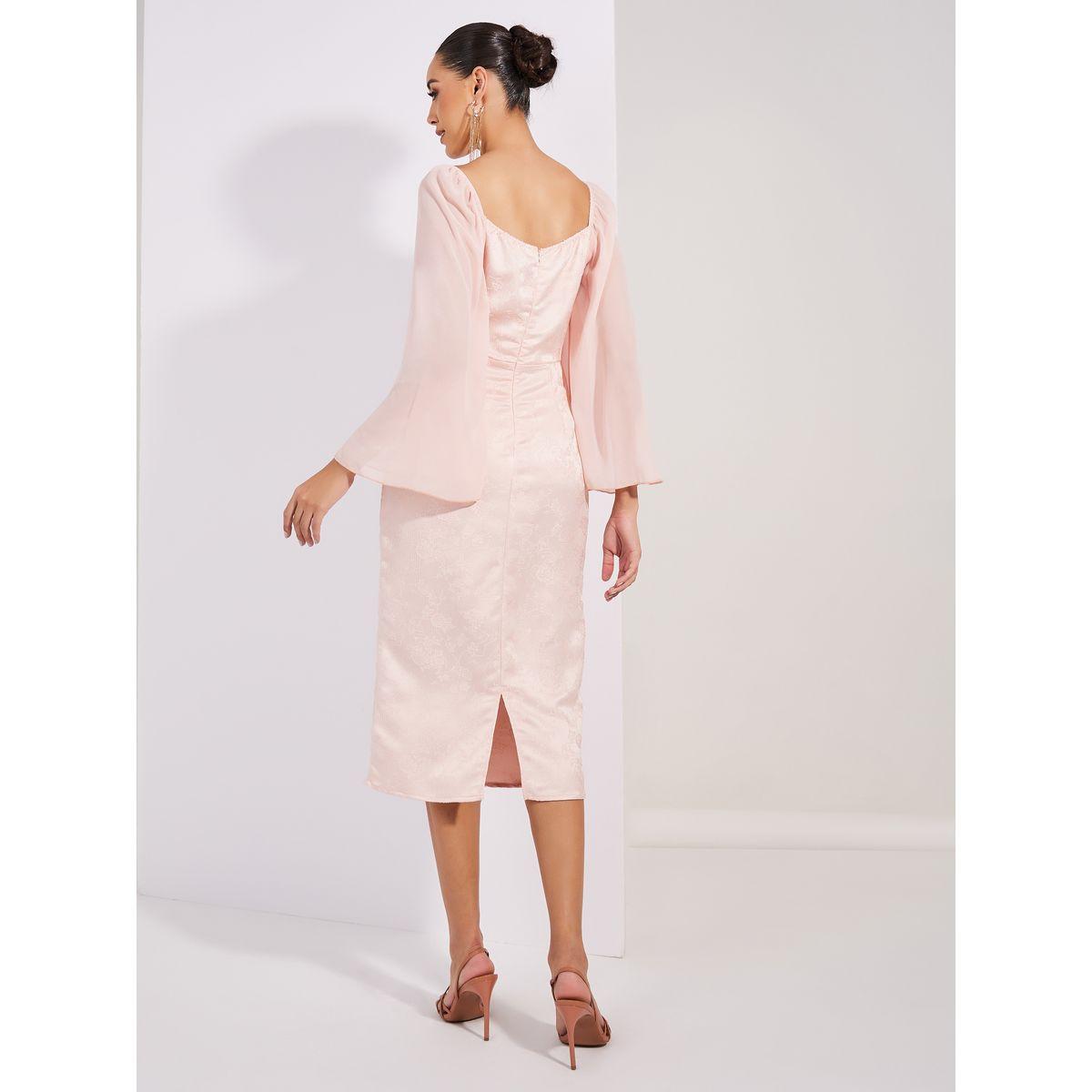 Styli Limited Jacquard Sheath Midi Dress with Back Slit-women-clothing-dresses-image-4