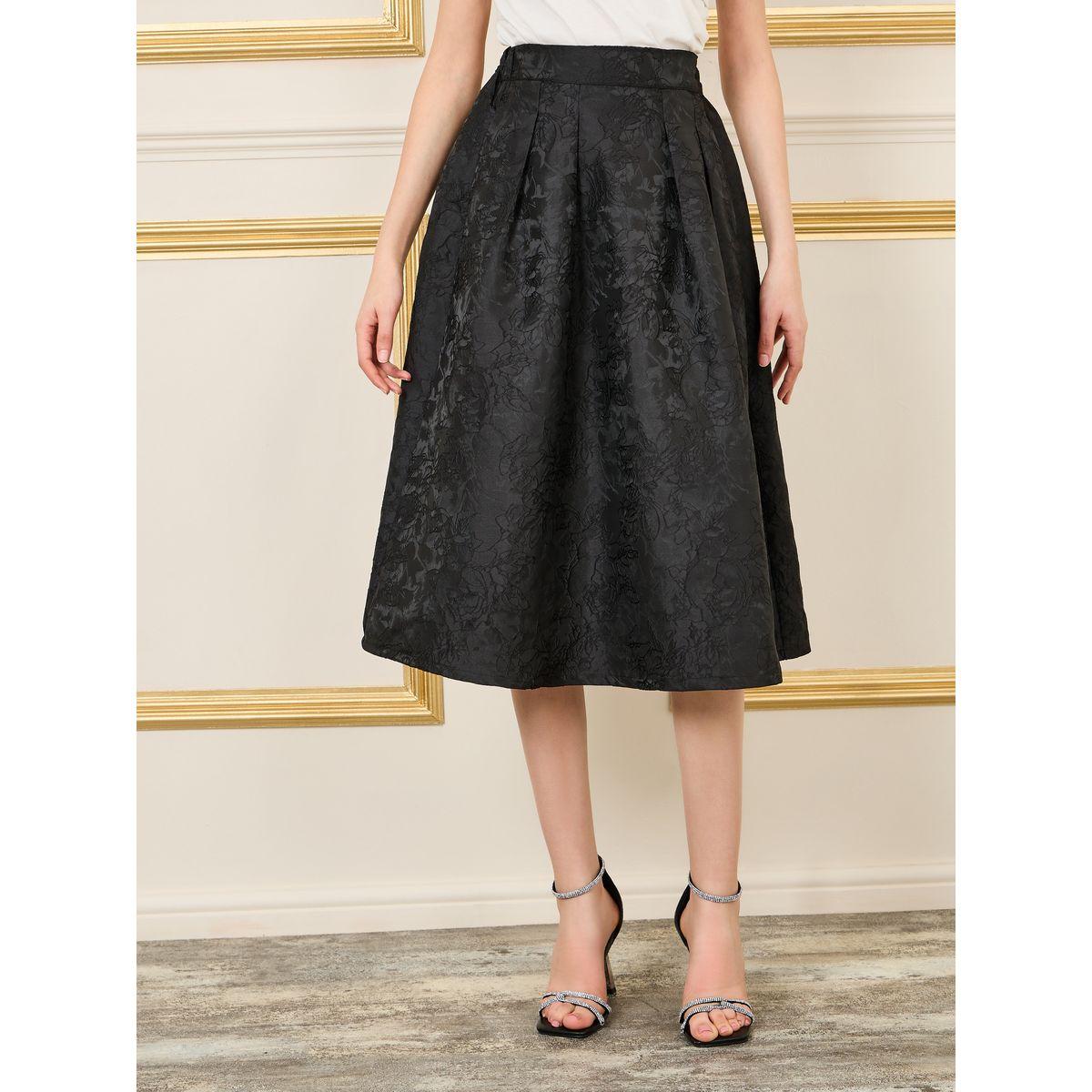 Styli Limited Jacquard Box Pleated Skater Midi Skirt-women-clothing-bottoms-skirts-image-1