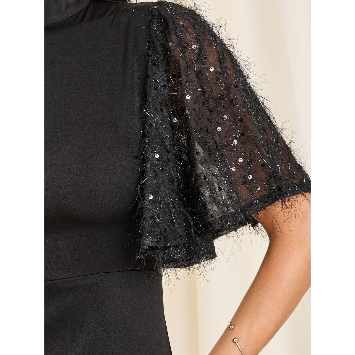 Styli Limited Tassel Sequin Sleeves High Neck Bodycon Midi Dress-women-clothing-dresses-image-3