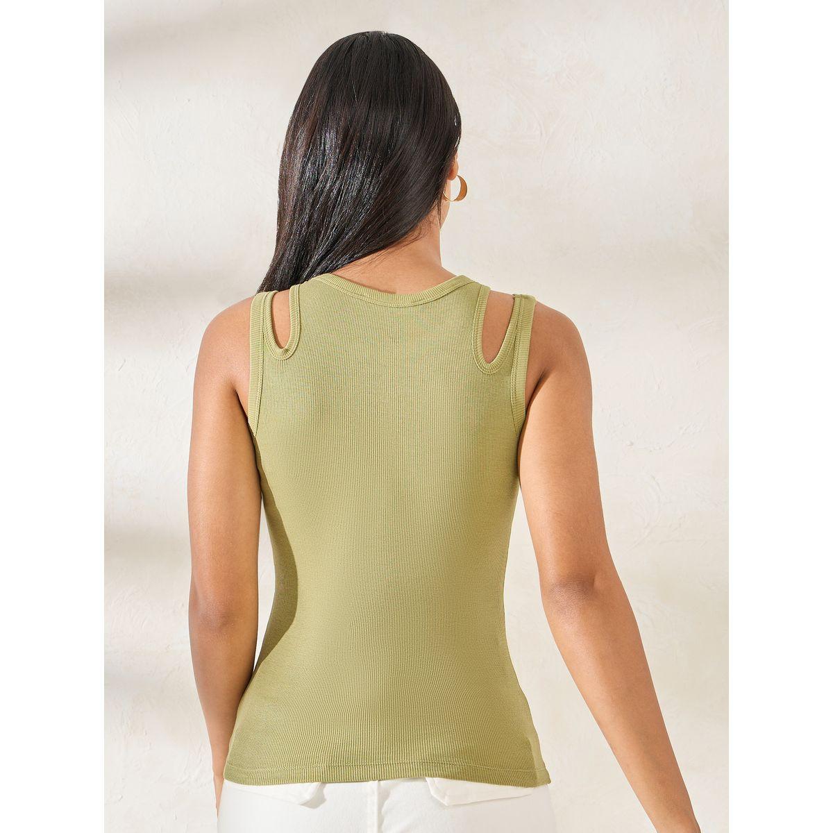 Styli Elevate Cotton Ribbed Tank Top with Cut-Out Detail-women-clothing-tshirts-image-4