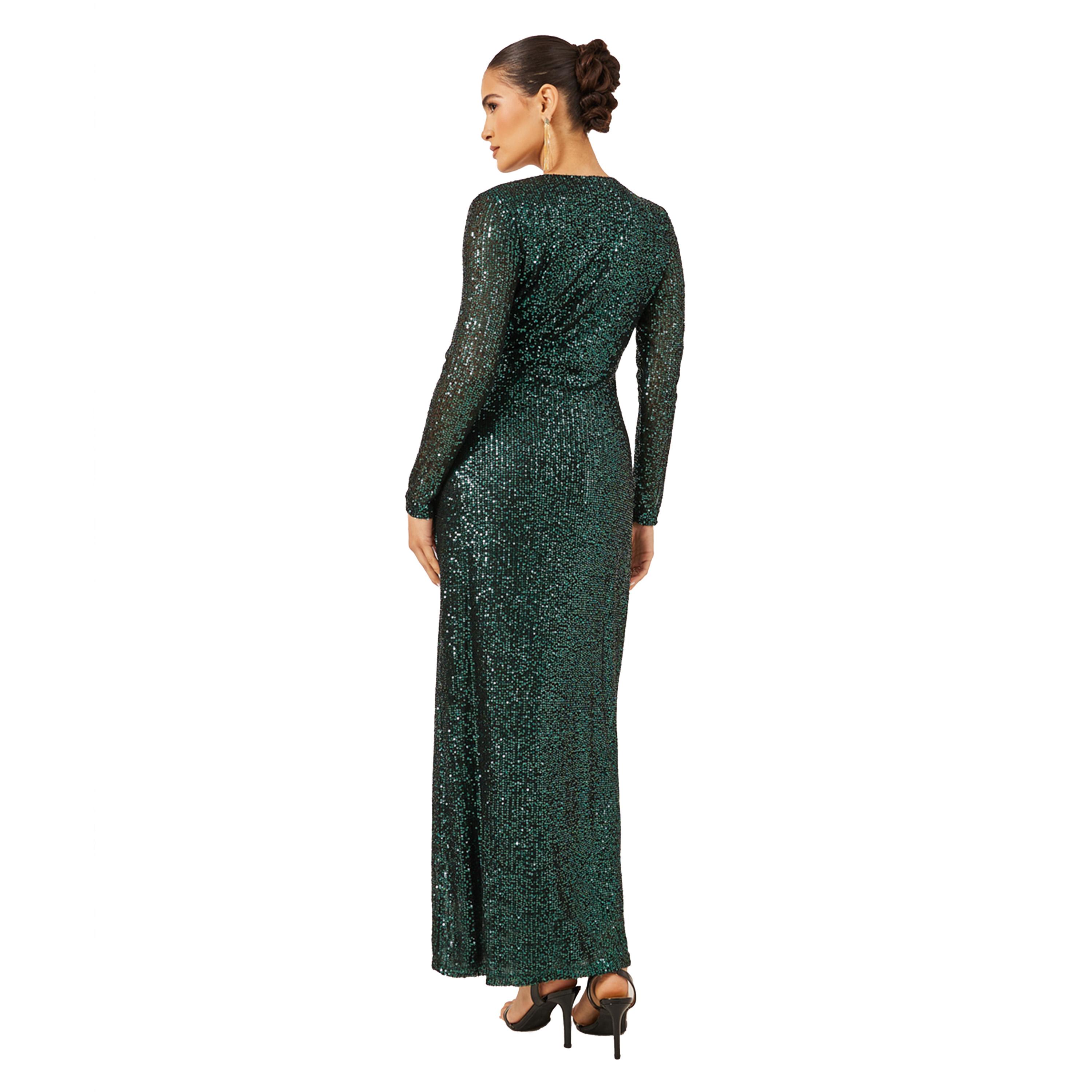 Styli Sequined Embellished V-Neck Gathered Maxi Dress-women-clothing-dresses-image-5