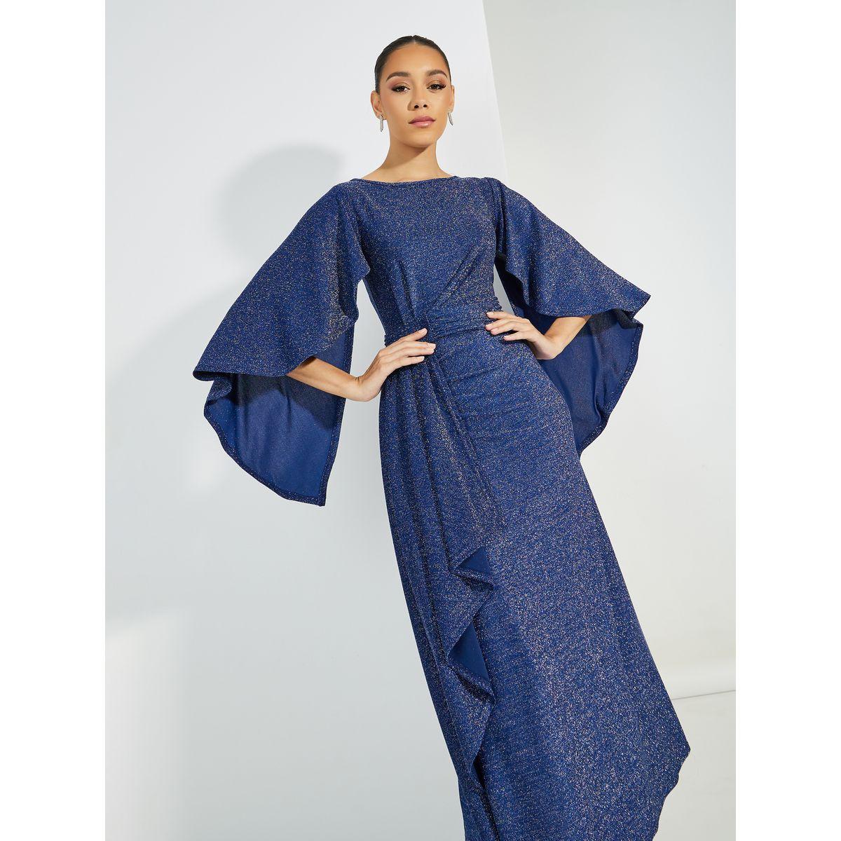 Styli Limited Mock Wrap Ruffled Maxi Dress with Flute Sleeves-women-clothing-dresses-image-2