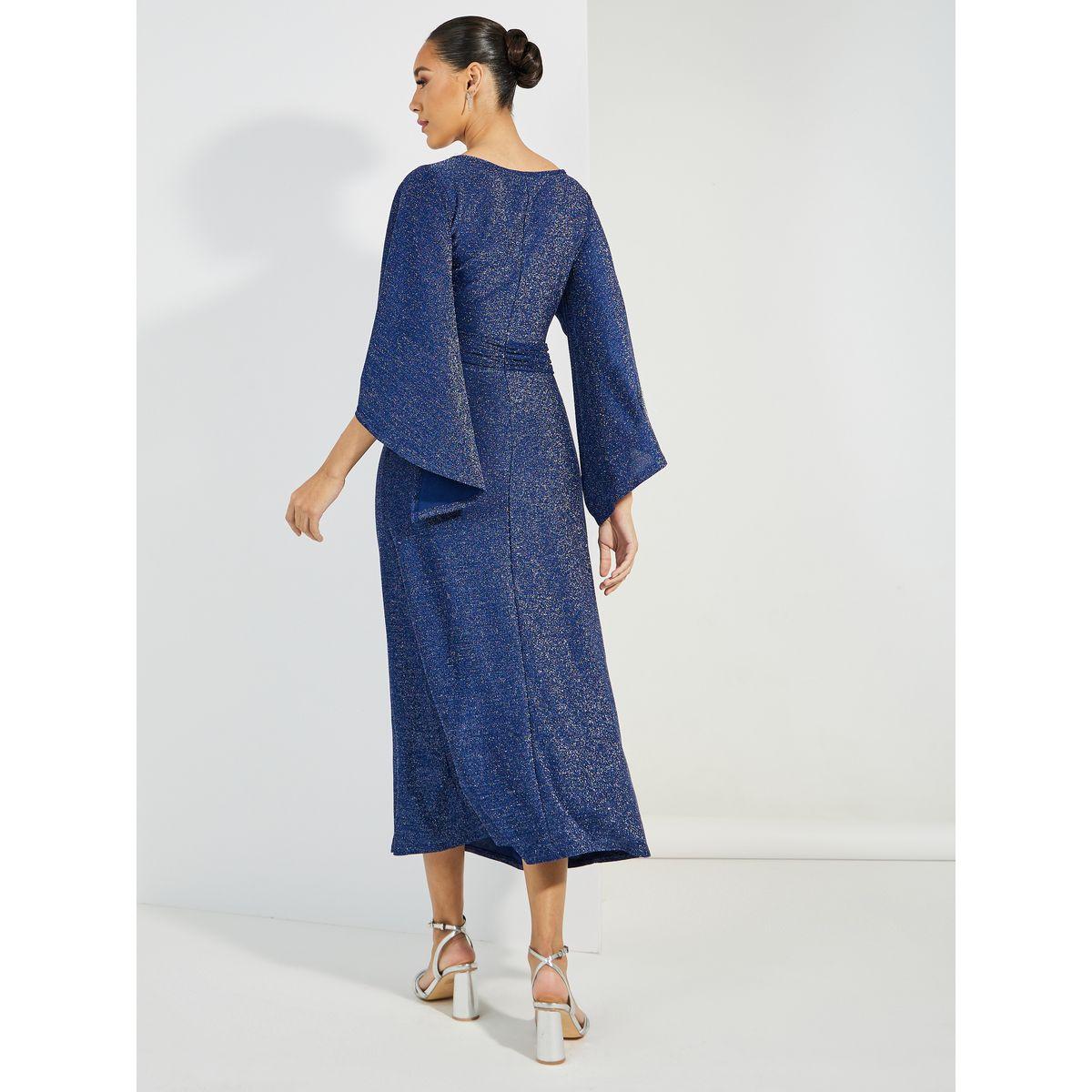 Styli Limited Mock Wrap Ruffled Maxi Dress with Flute Sleeves-women-clothing-dresses-image-4