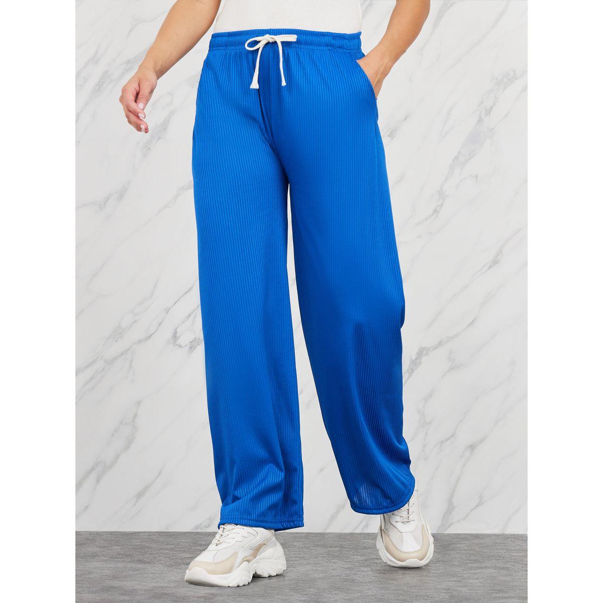 بنطال مضلع بقصة مستقيمة مع اربطة-women-clothing-bottoms-trousers-image-1