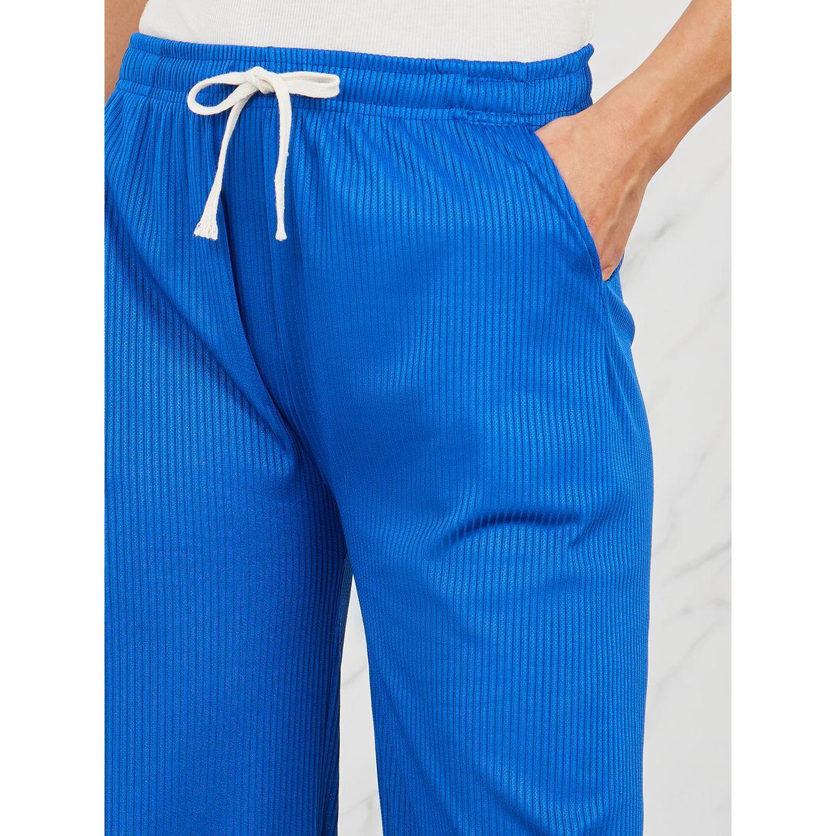 Styli Contrast Drawcord Ribbed Straight Leg Pants-women-clothing-bottoms-trousers-image-3