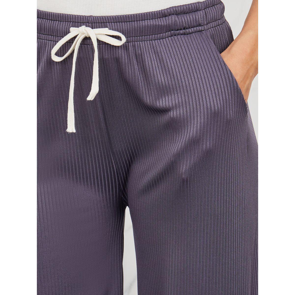 بنطال مضلع بقصة مستقيمة مع اربطة-women-clothing-bottoms-trousers-image-3
