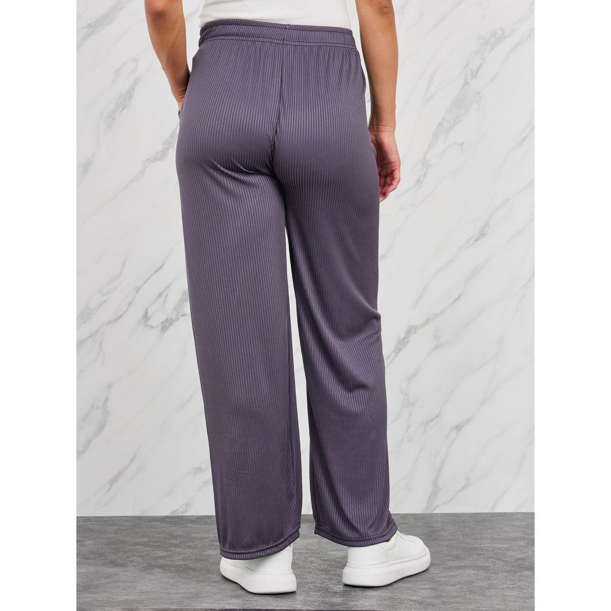 Styli Contrast Drawcord Ribbed Straight Leg Pants-women-clothing-bottoms-trousers-image-4