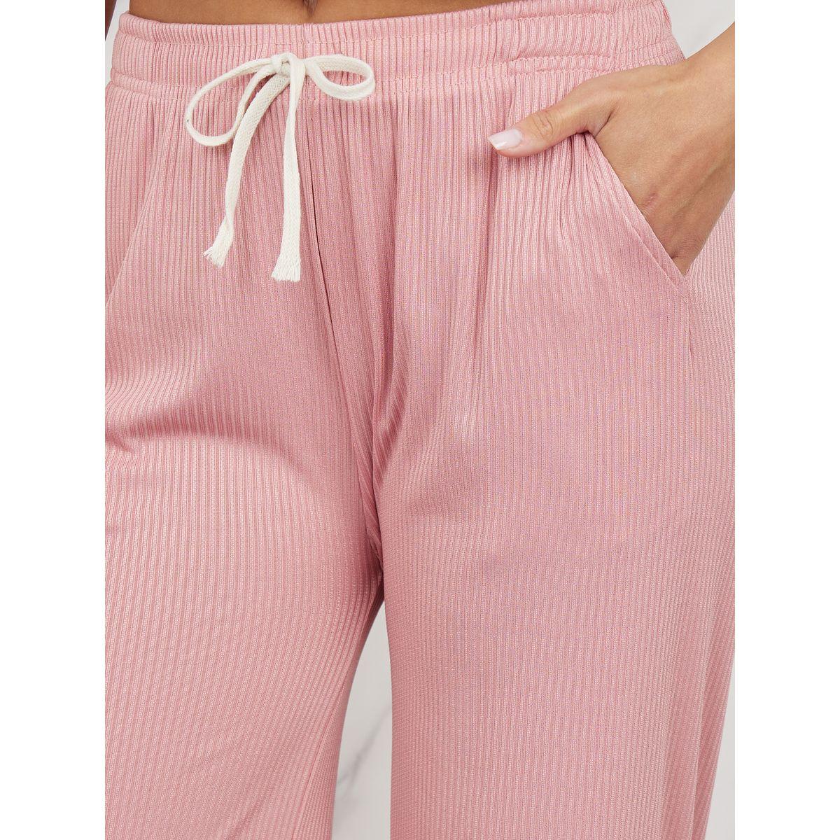 Styli Contrast Drawcord Ribbed Straight Leg Pants-women-clothing-bottoms-trousers-image-3