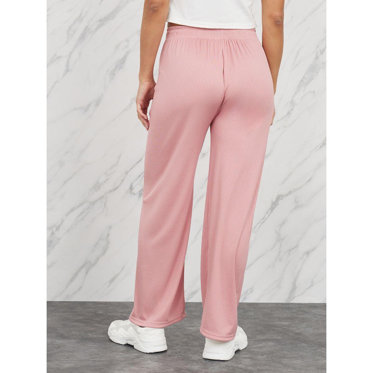 Styli Contrast Drawcord Ribbed Straight Leg Pants-women-clothing-bottoms-trousers-image-4
