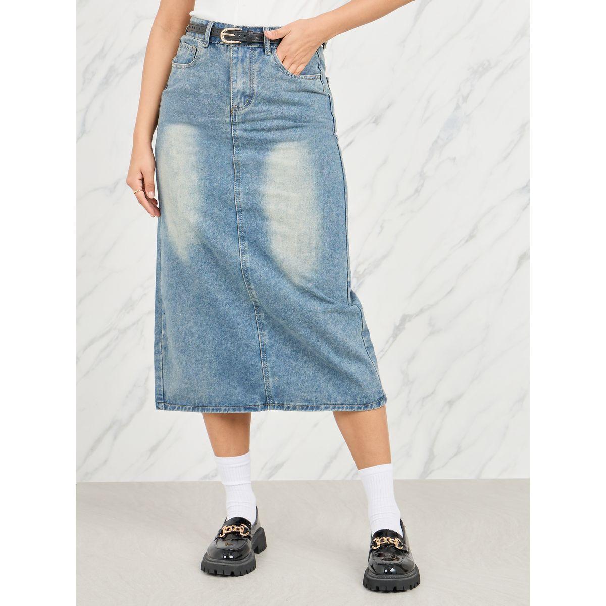 تنورة ميدي دنيم مزينة بشق-women-clothing-bottoms-skirts-image-1