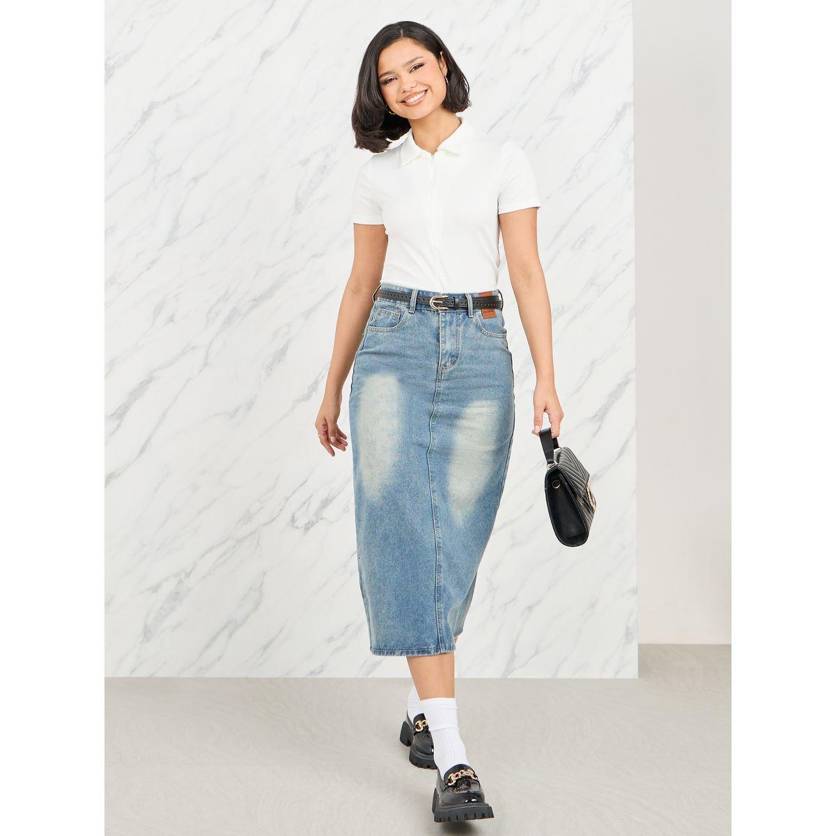 تنورة ميدي دنيم مزينة بشق-women-clothing-bottoms-skirts-image-2