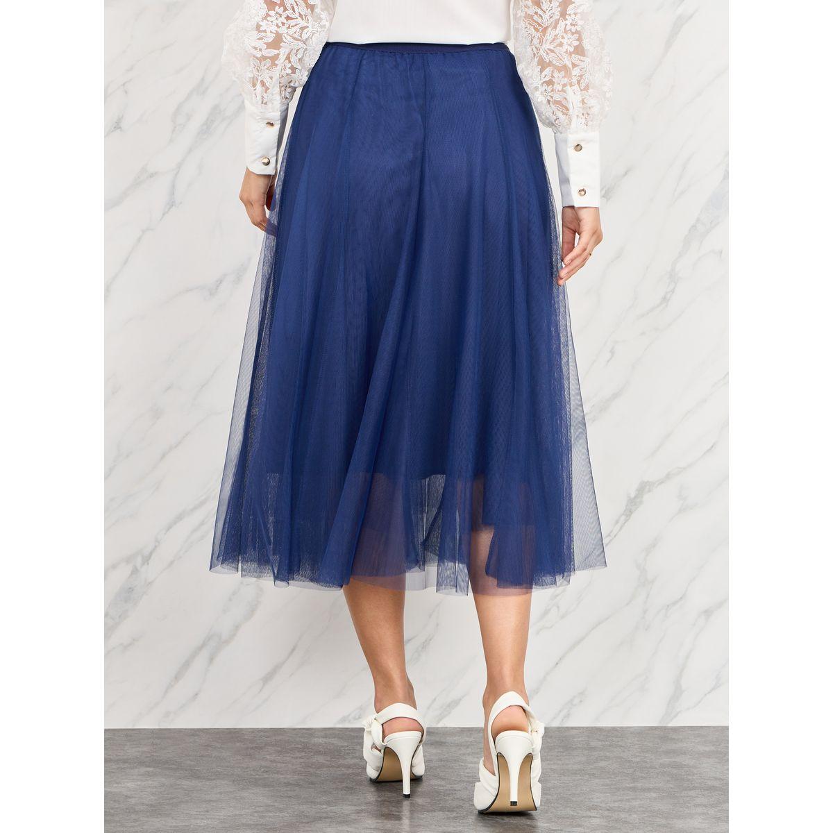 Styli Mesh Elasticated Waist A-Line Midi Skirt-women-clothing-bottoms-skirts-image-4