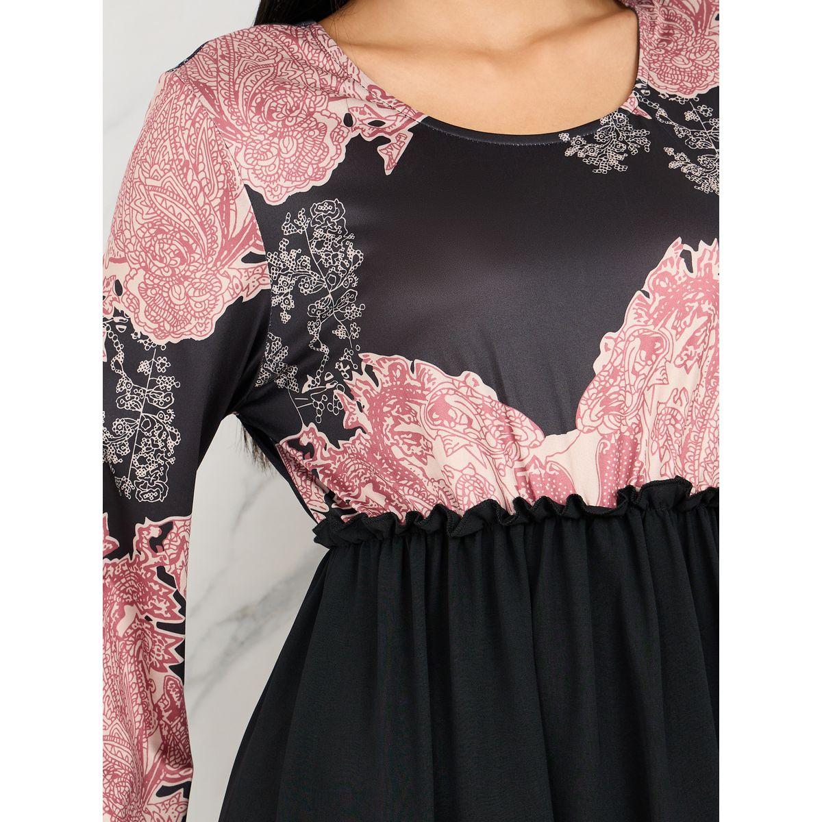 Styli Floral Print Gathered Detail A-Line Maxi Dress-women-clothing-dresses-image-3