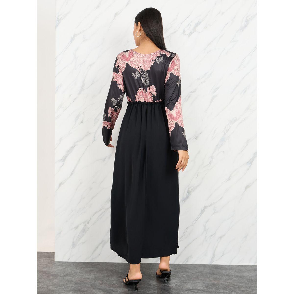 Styli Floral Print Gathered Detail A-Line Maxi Dress-women-clothing-dresses-image-4