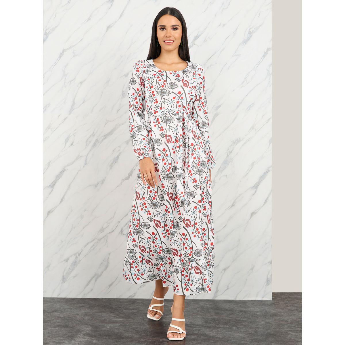 Styli Abstract All Over Print A-Line Maxi Dress with Self Tie Up-women-clothing-dresses-image-1