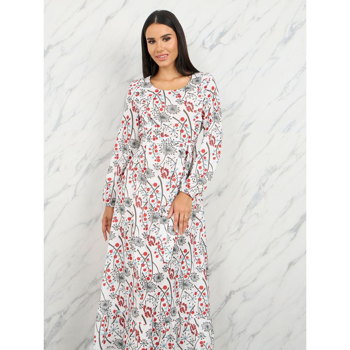 Styli Abstract All Over Print A-Line Maxi Dress with Self Tie Up-women-clothing-dresses-image-2
