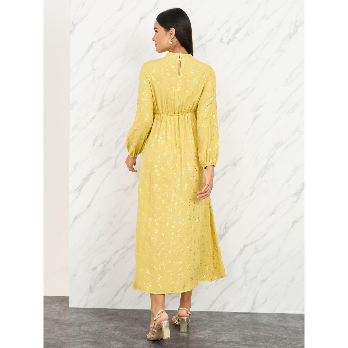 Styli Foil Print Cut Out Detail Neck A-Line Maxi Dress-women-clothing-dresses-image-4