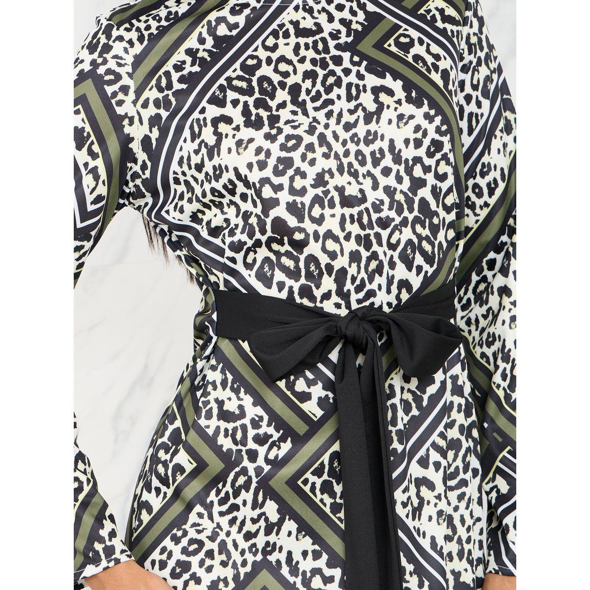 Styli Satin All Over Print A-Line Maxi Dress with Self Tie Up-women-clothing-dresses-image-3