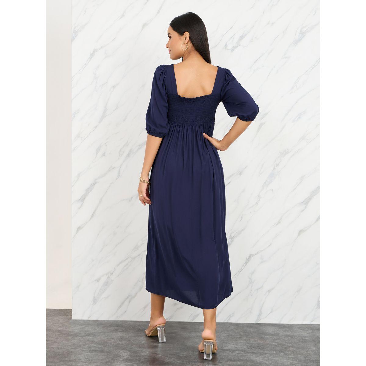 فستان ميدي بتفاصيل مُطرّزة وكسرات-women-clothing-dresses-image-4