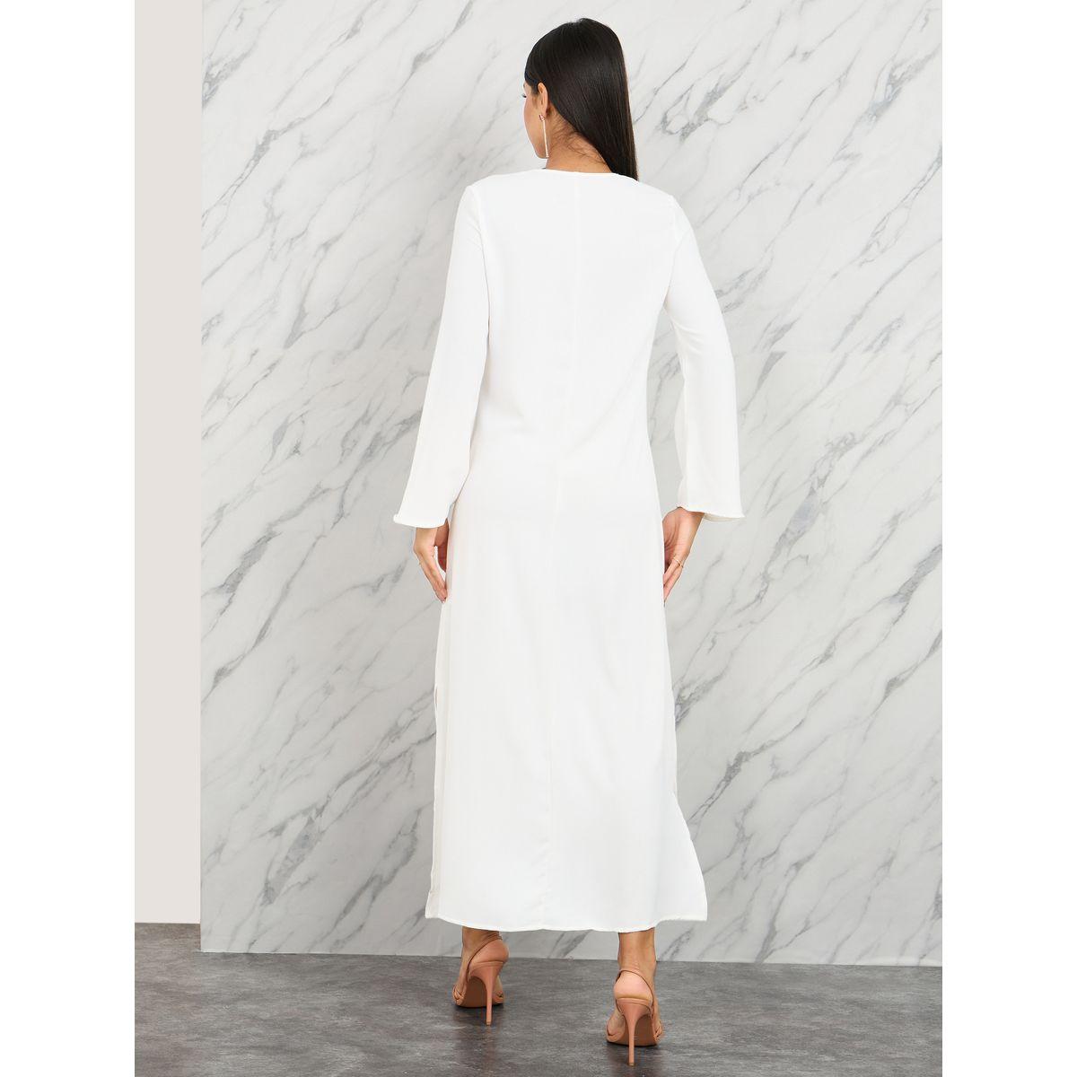 فستان طويل مُطرّز بزهور مع شق جانبي-women-clothing-dresses-image-4