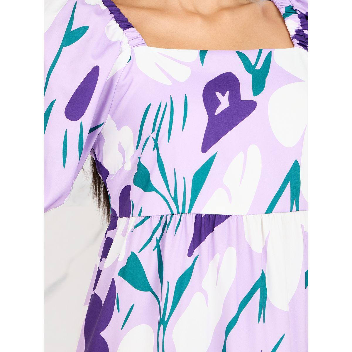 Styli Floral Print Square Neck Puff Sleeve Midi Dress-women-clothing-dresses-image-3