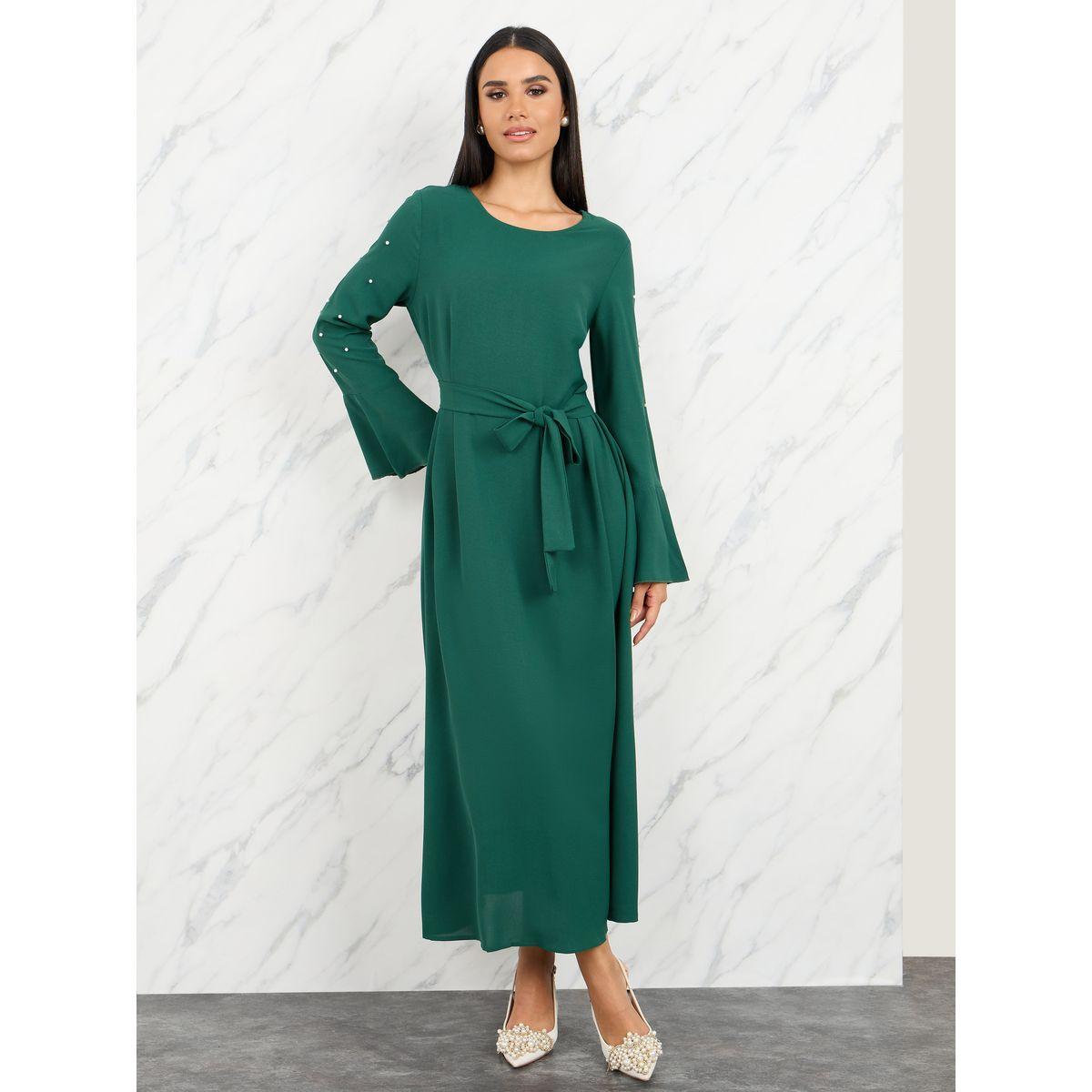 Styli Pearl Detail SleevesA-Line Maxi Dress-women-clothing-dresses-image-1